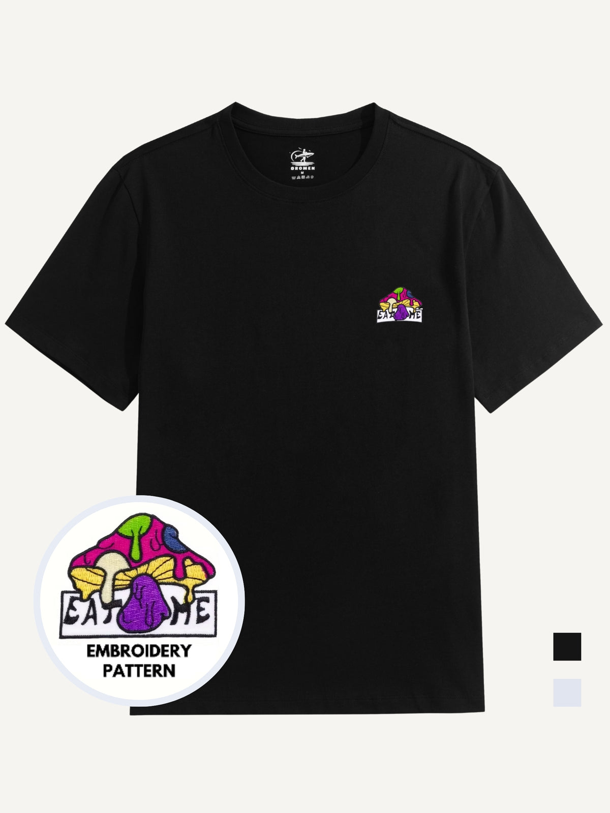 All color options of OROMEN Eat Me Mushroom Embroidery T-shirt