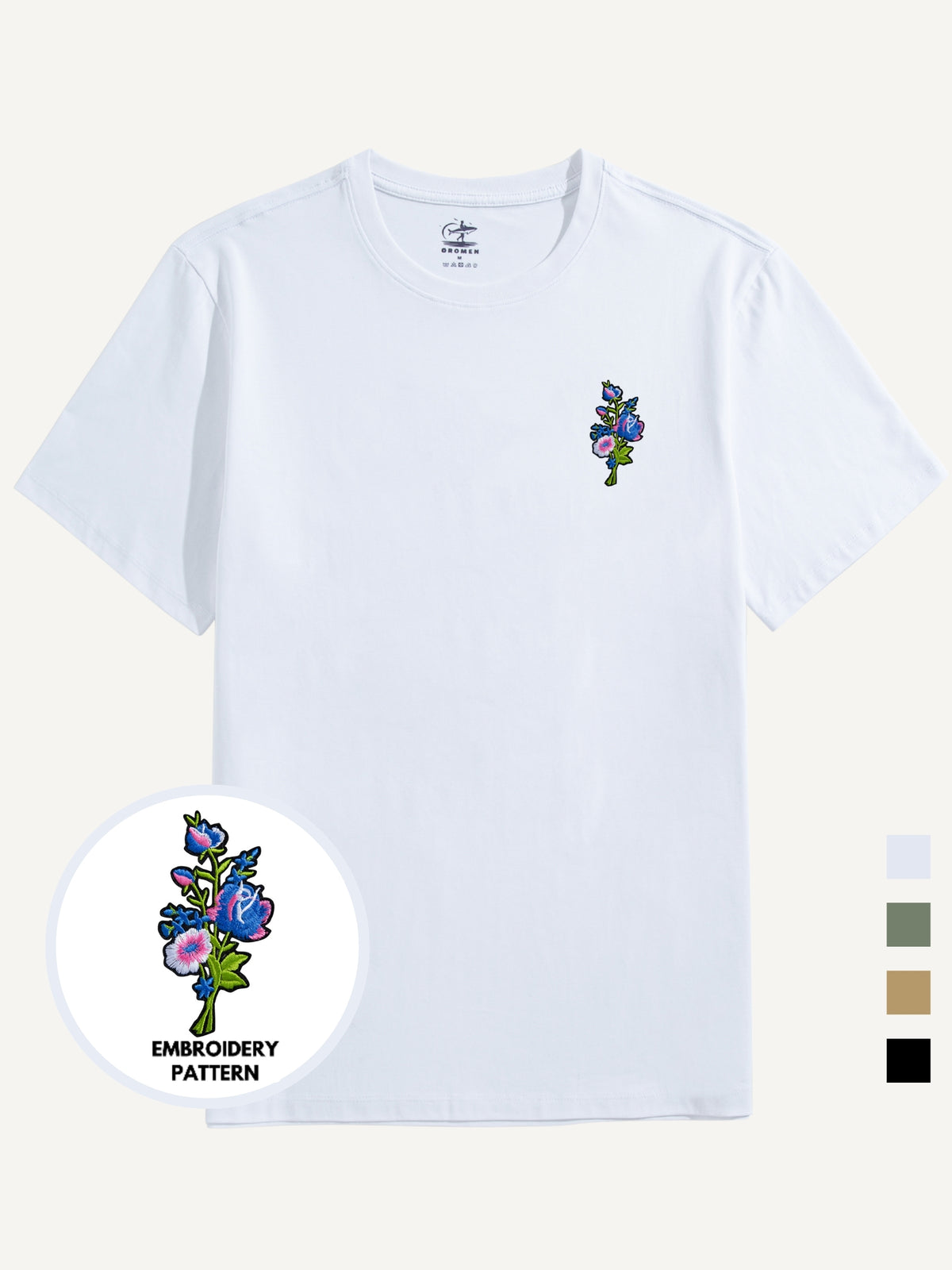 All color options of OROMEN Wildflower Embroidery T-shirt