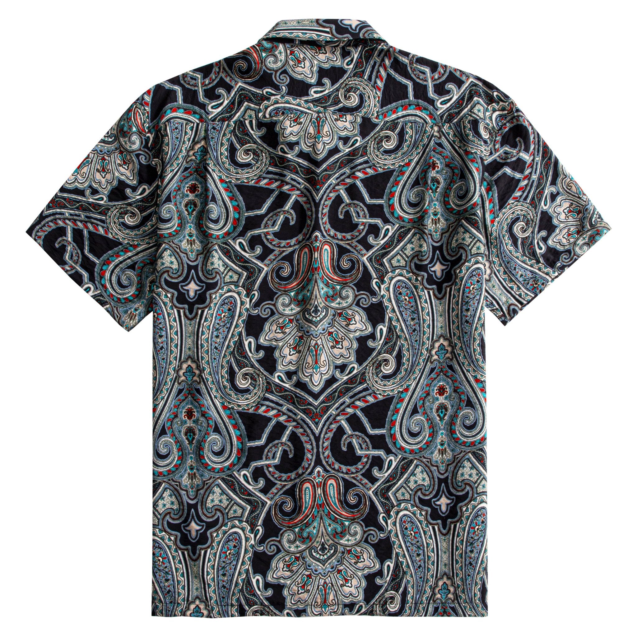 Back View – OROMEN Nostalgic Paisley Hawaiian Shirt – Symmetrical All-Over Print