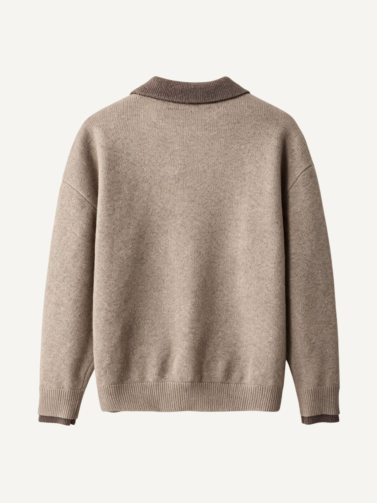Back flat lay view of OROMEN Contrast Collar Knitted Sweater