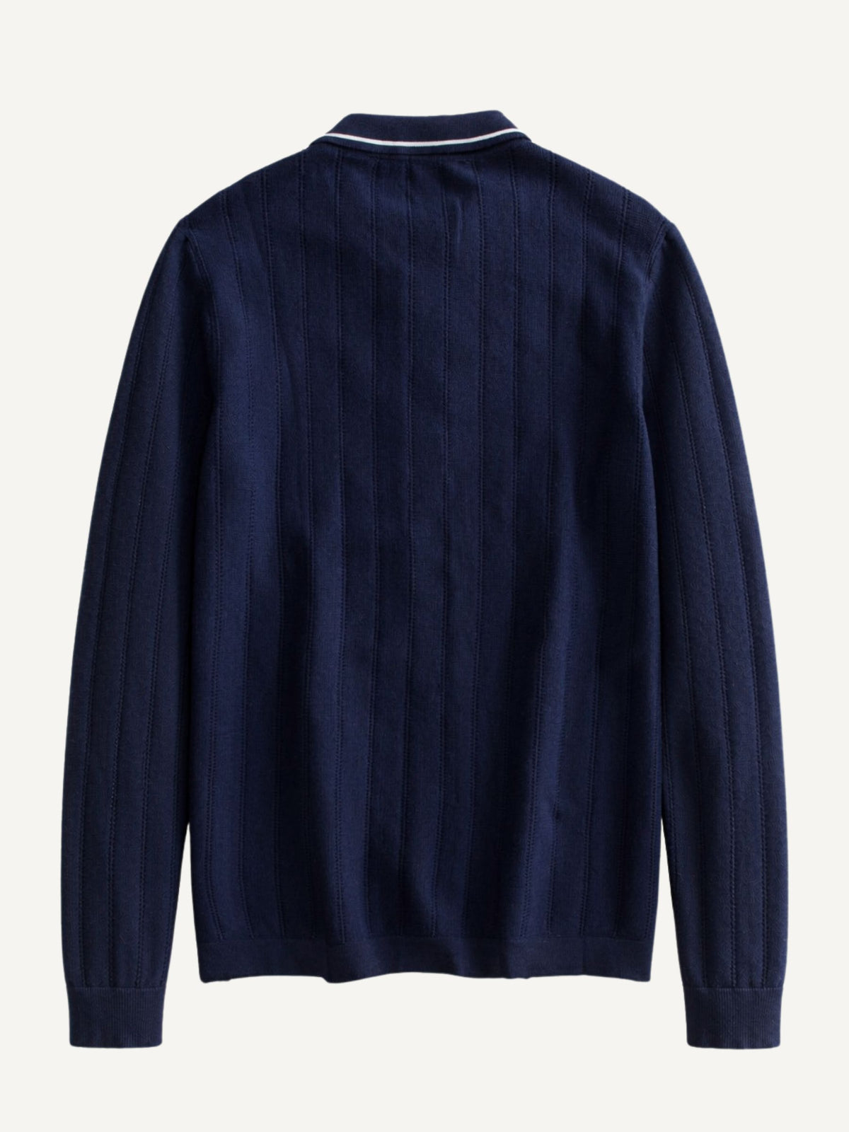 Back flat lay view of OROMEN Contrast Tipped Knitted Sweater