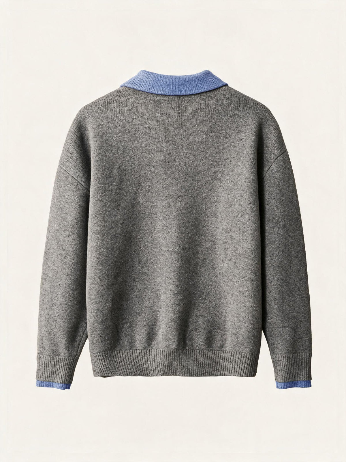 Back flat lay view of OROMEN Two-Tone Collar Knit Sweater