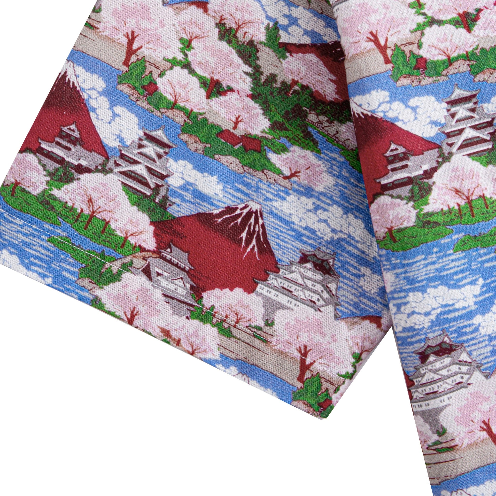 Back view of Japanese cotton aloha shirt with box pleat and side vent details