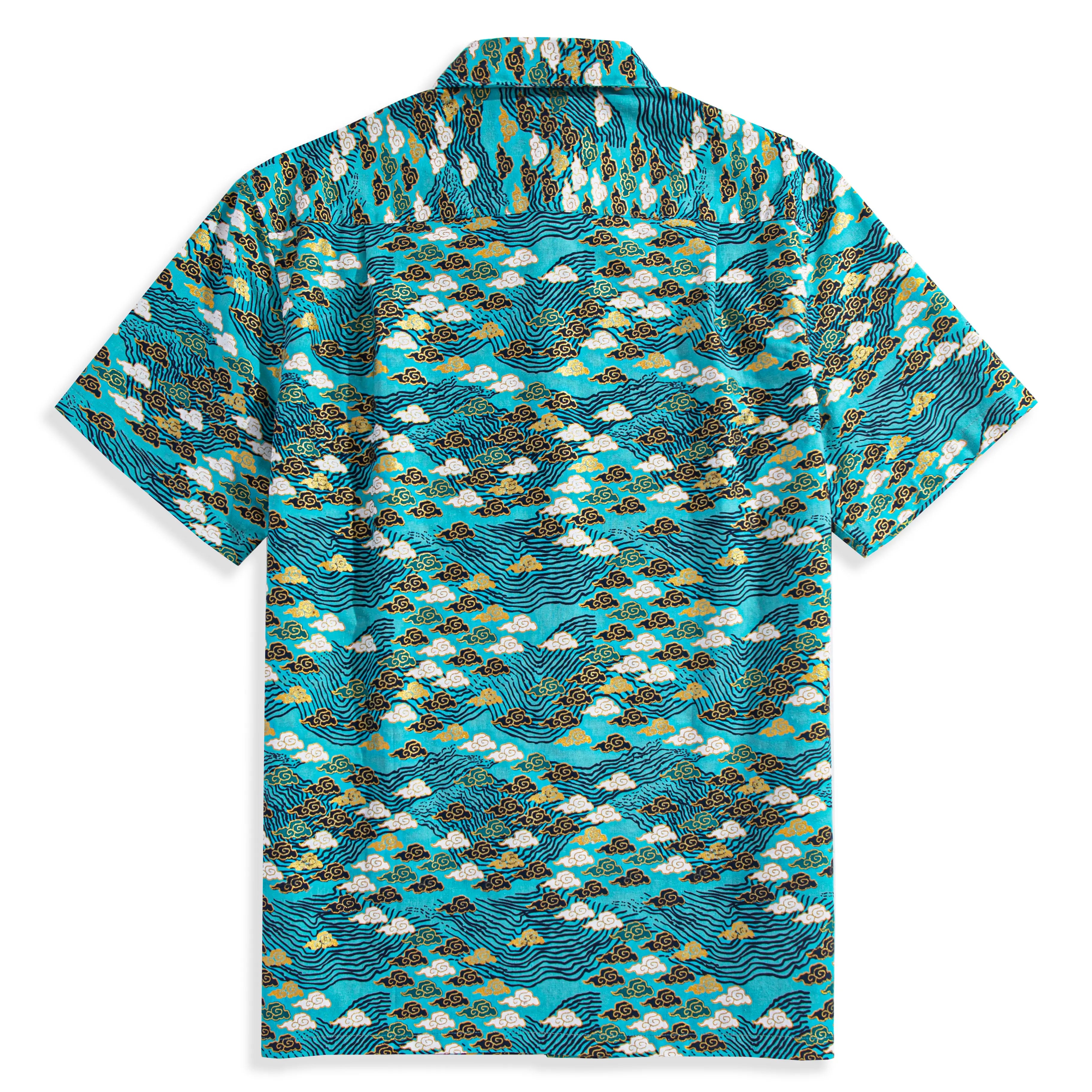 Back view with box pleat detail - Auspicious Clouds OROMEN shirt