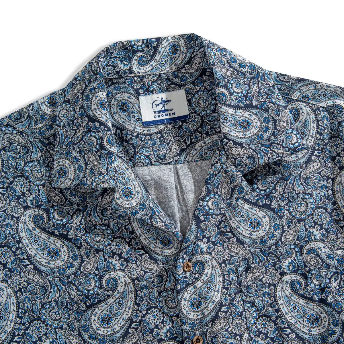 Cashew Flowers Aloha Shirt Camp Collar Detail – OROMEN
