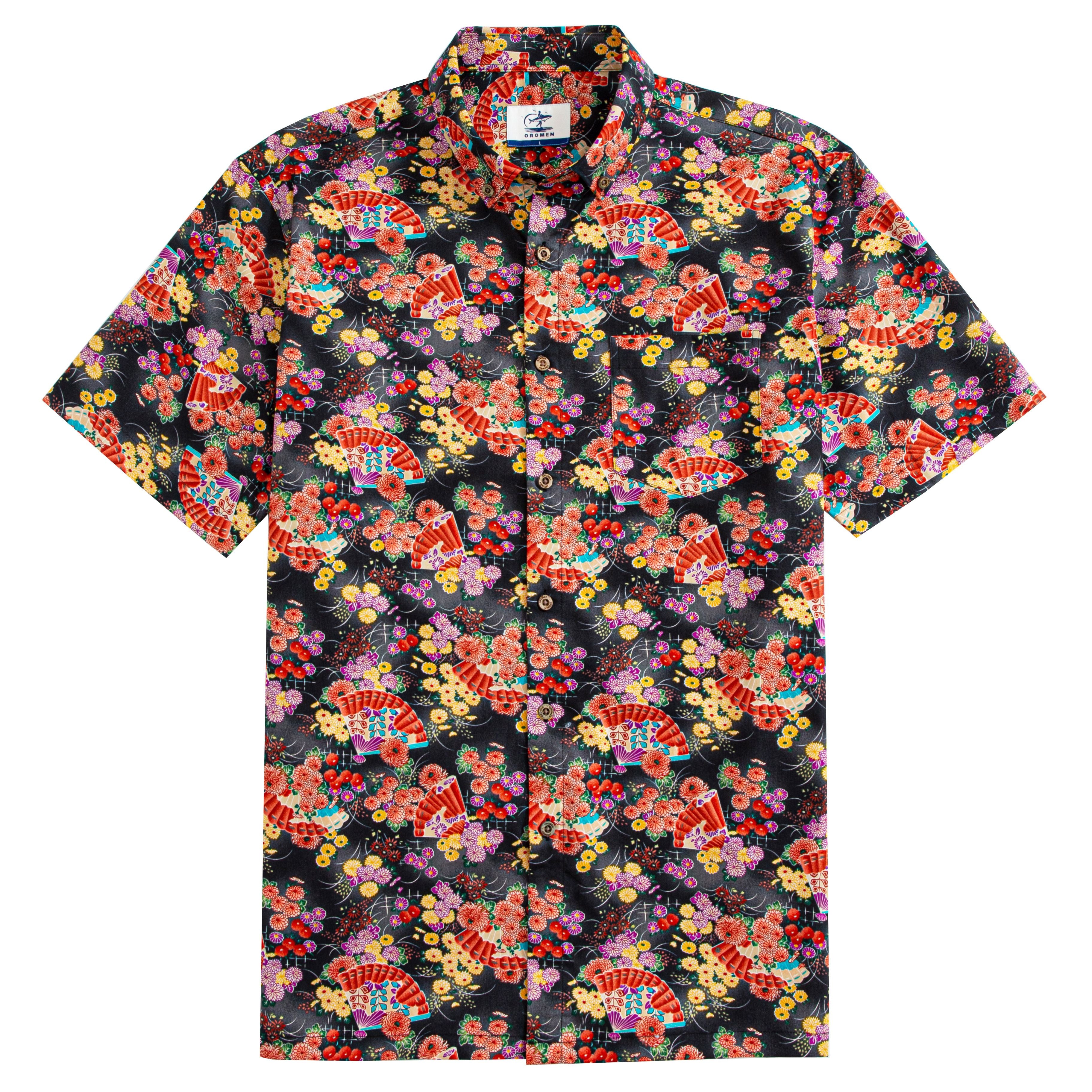 Cherry Blossoms Blizzard Japanese ukiyo-e shirt front view with sakura print