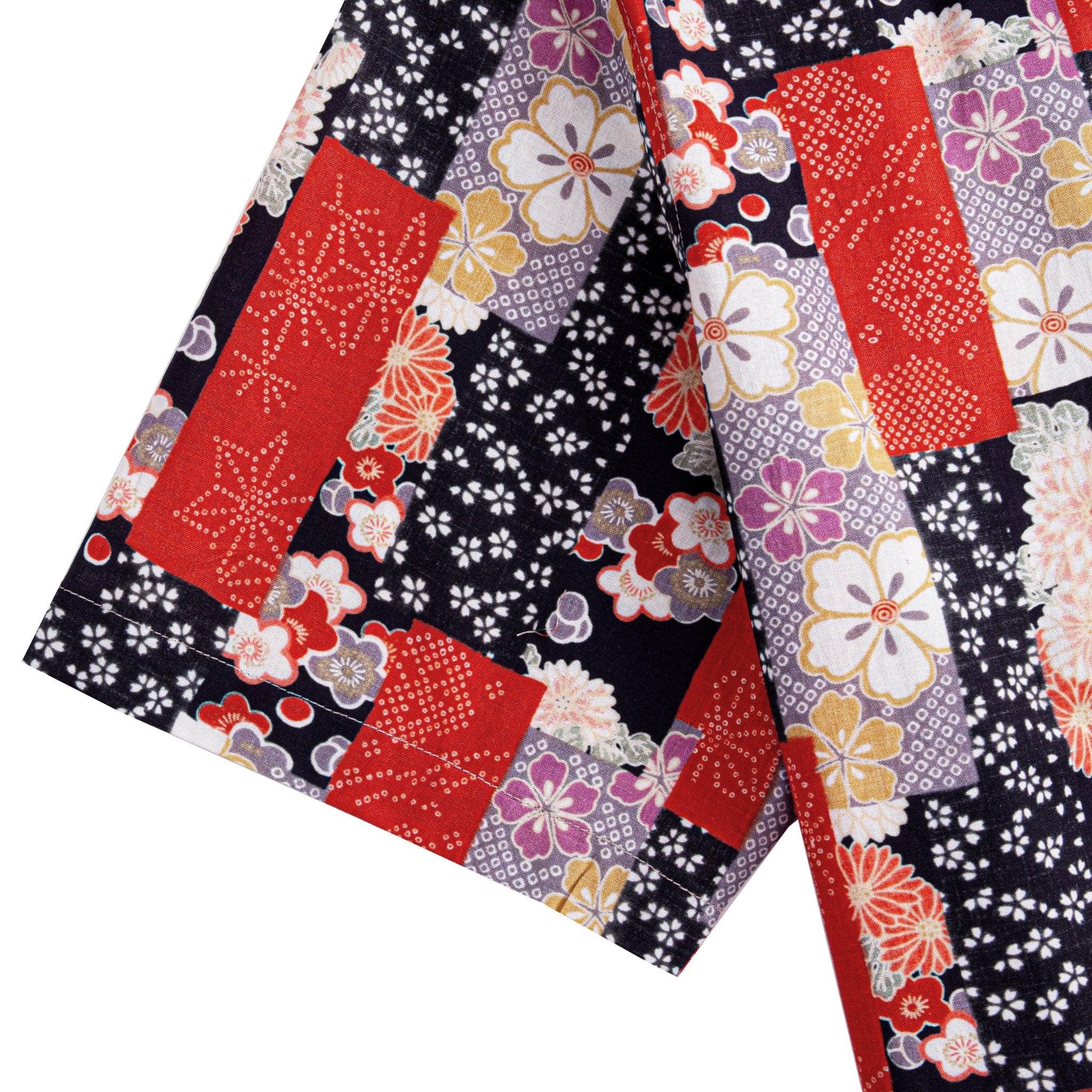 Detail of traditional Japanese cherry blossom sakura pattern on cotton shirt