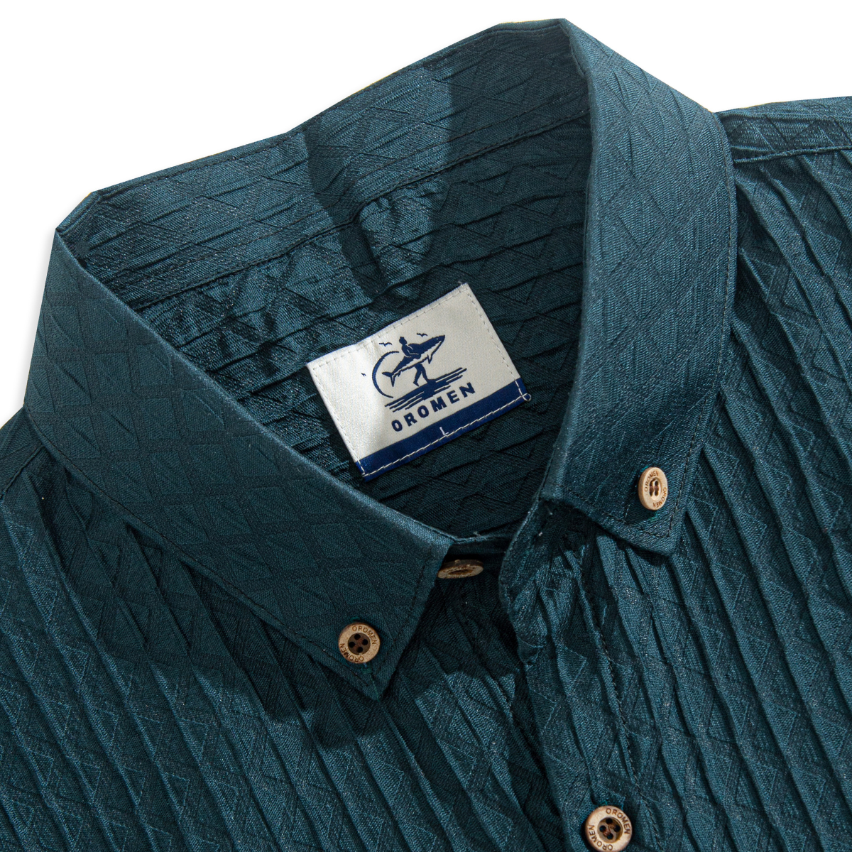 Diamond Textured Shirt Button-Down Collar Detail – OROMEN