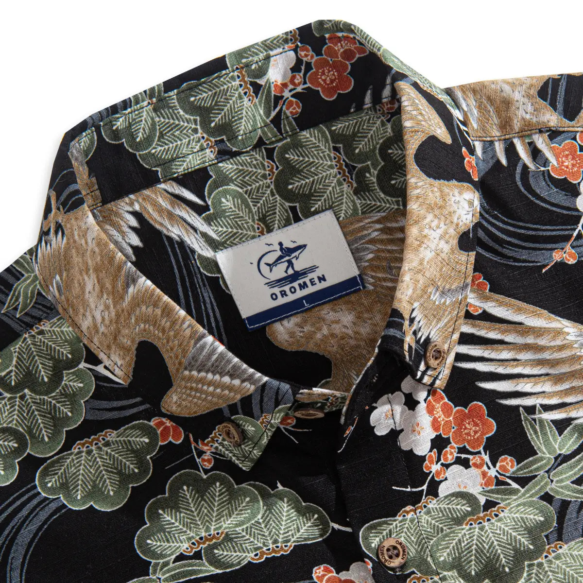 Eagle Spreads Wings Aloha Shirt – Button-Down Collar Detail
