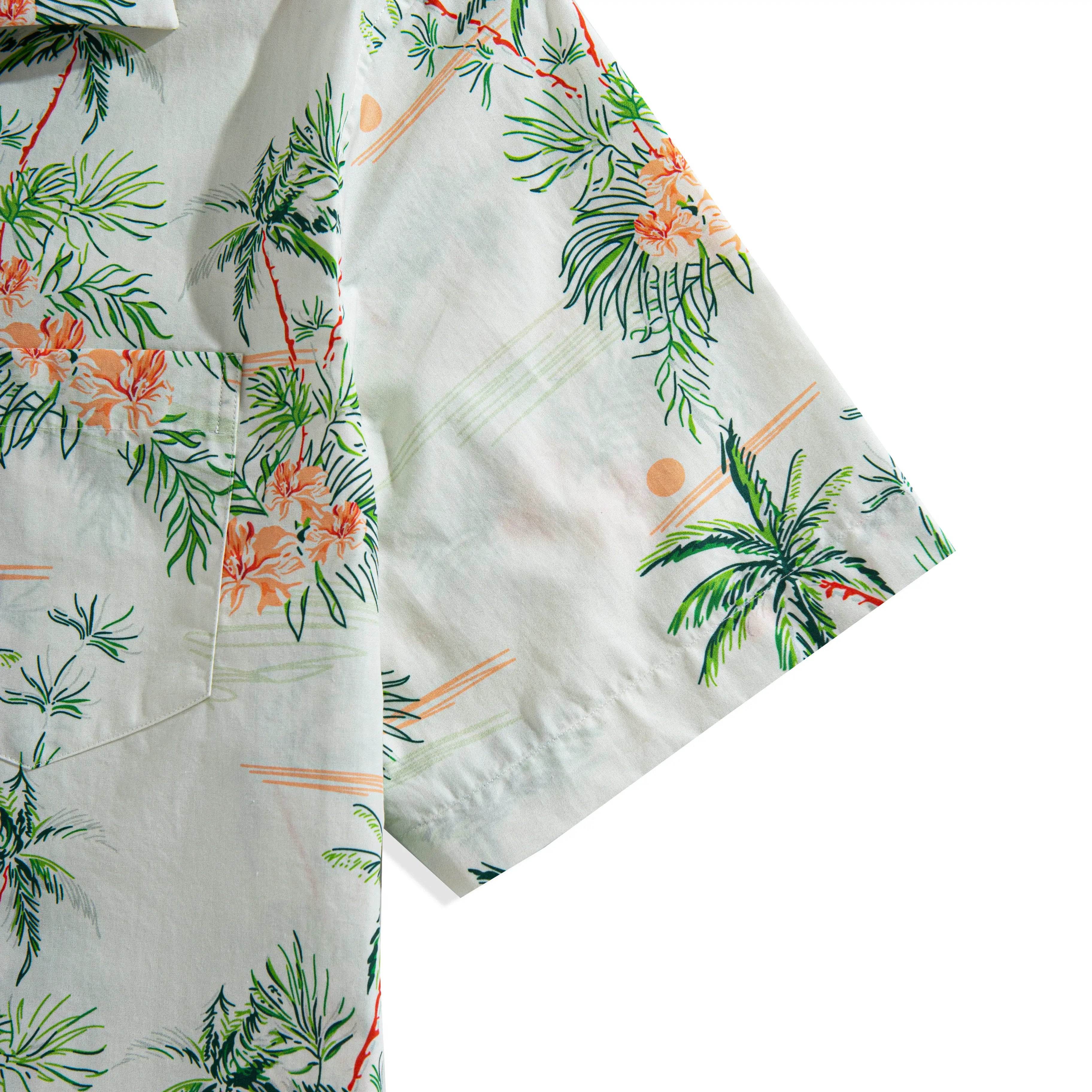 Elegant summer shirt with hand-painted tropical coconut trees