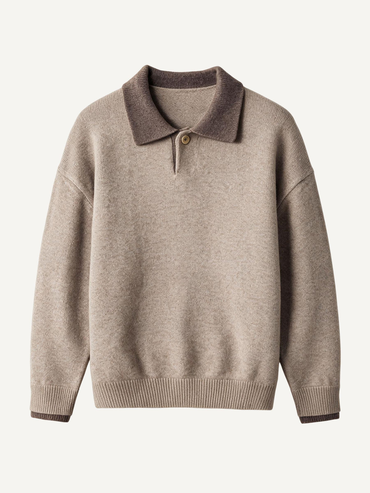 Front flat lay view of OROMEN Contrast Collar Knitted Sweater