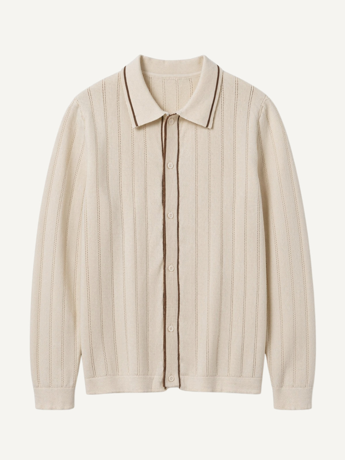 Front flat lay view of OROMEN Contrast Tipped Knit Sweater
