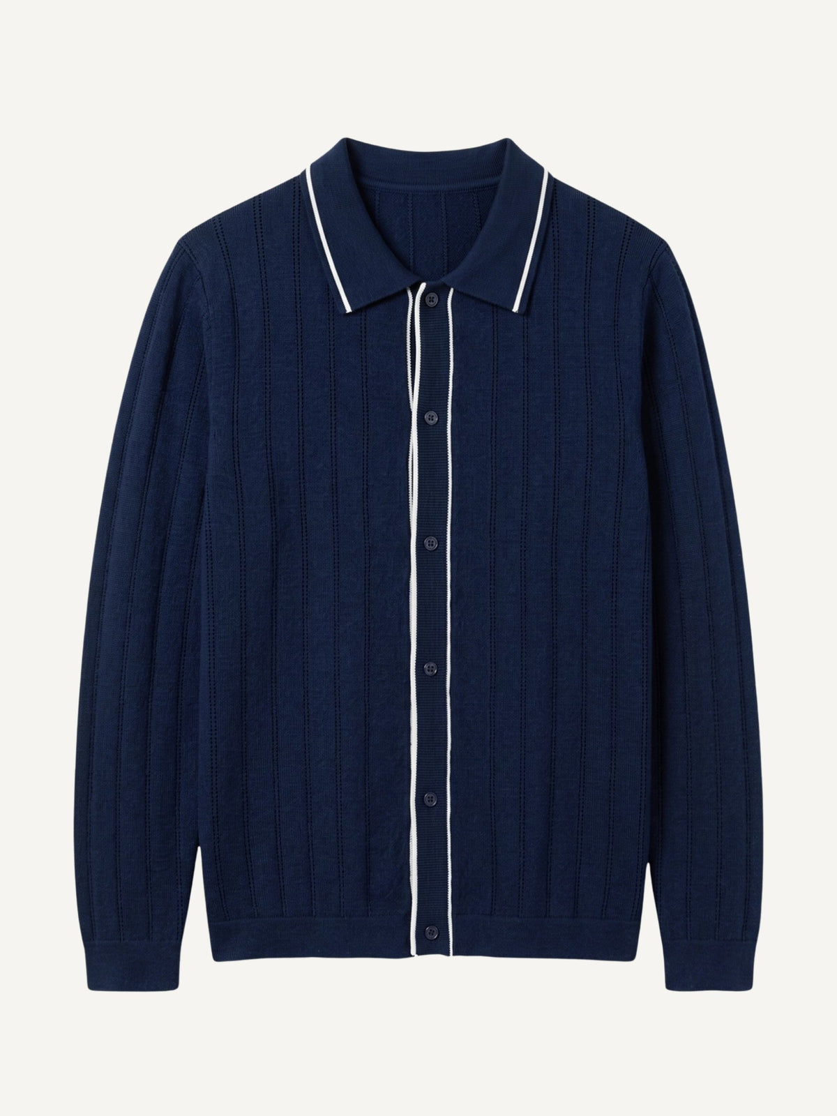 Front flat lay view of OROMEN Contrast Tipped Knitted Sweater