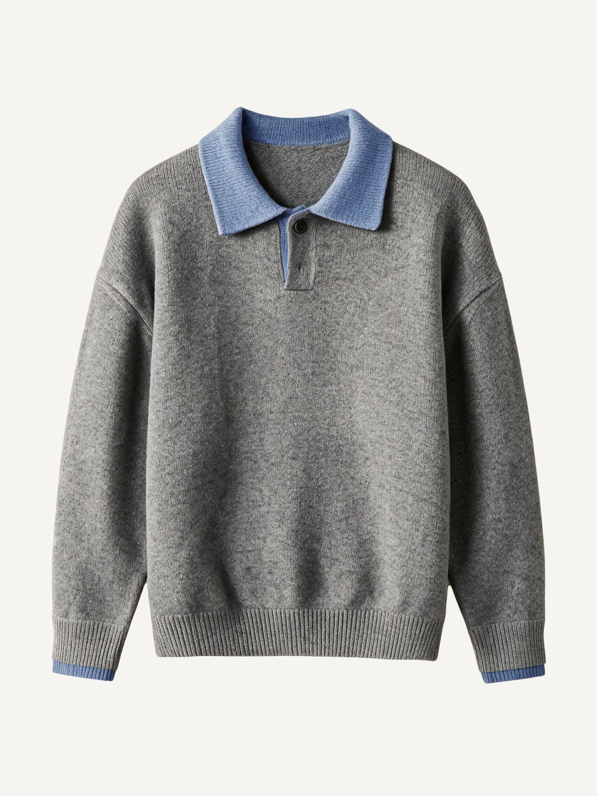 Front flat lay view of OROMEN Two-Tone Collar Knit Sweater