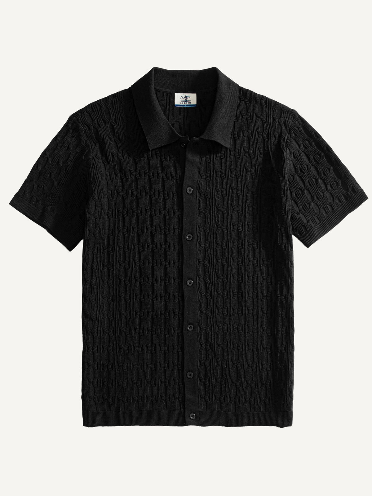 Front flat lay view of OROMEN Wave Jacquard Knit Polo
