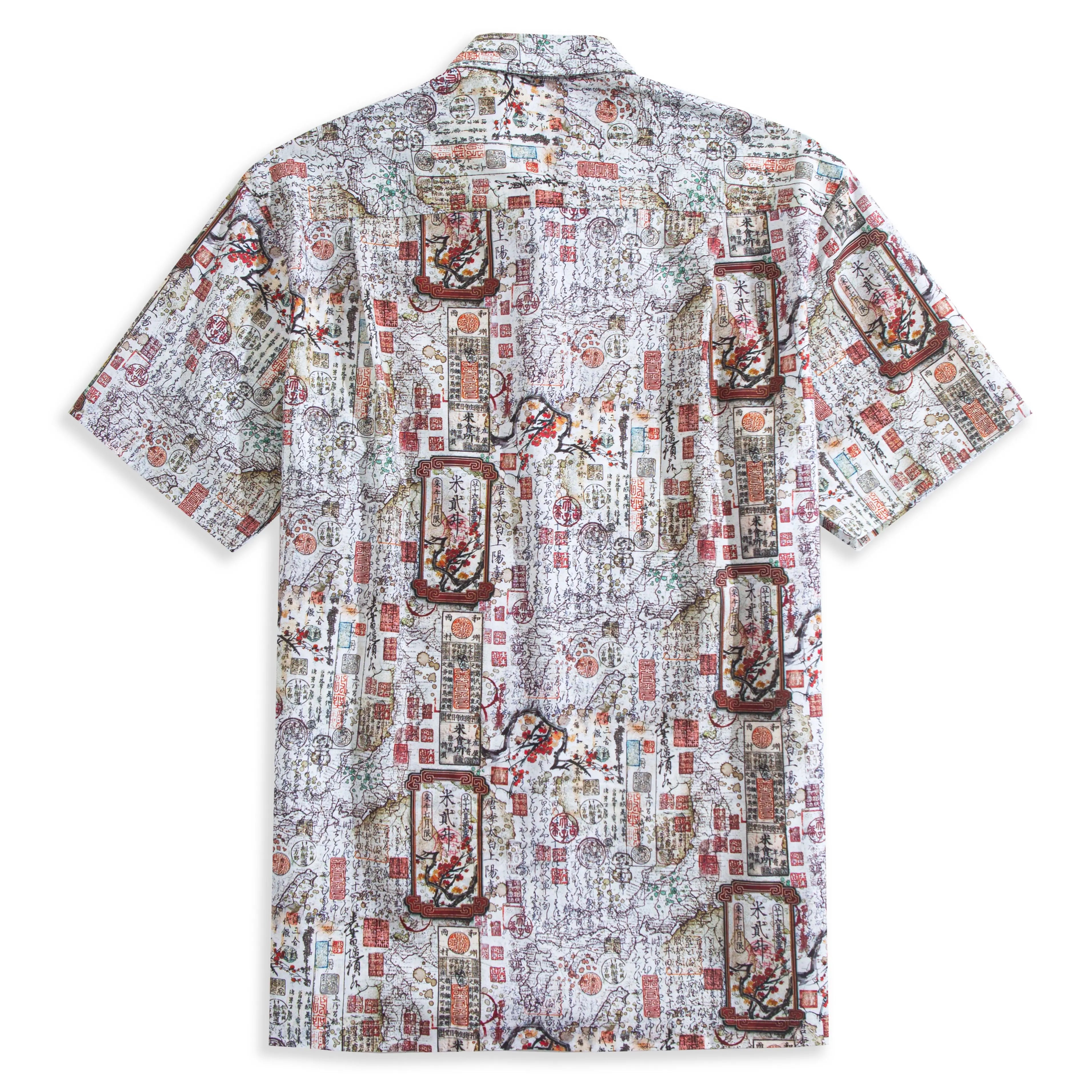 Hand-painted print detail showing Edo-period merchant scroll motifs