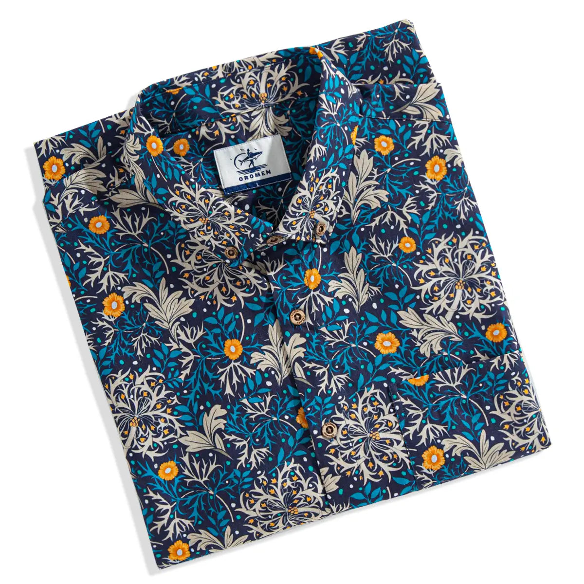 Honeysuckle Vines aloha shirt folded view - premium cotton Lyocell blend with garden print