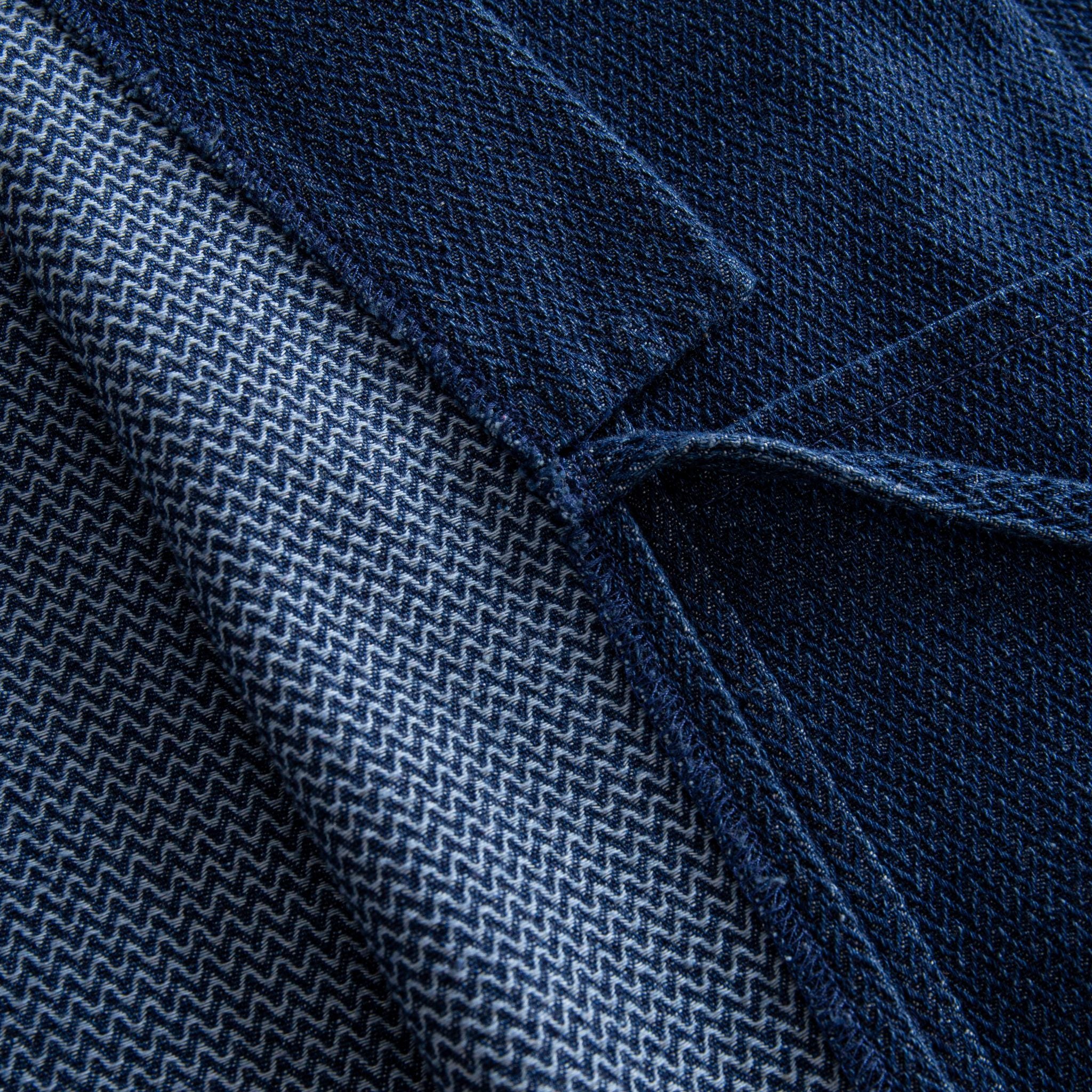 Indigo Denim Haori – Inner Lining and Herringbone Weave Detail