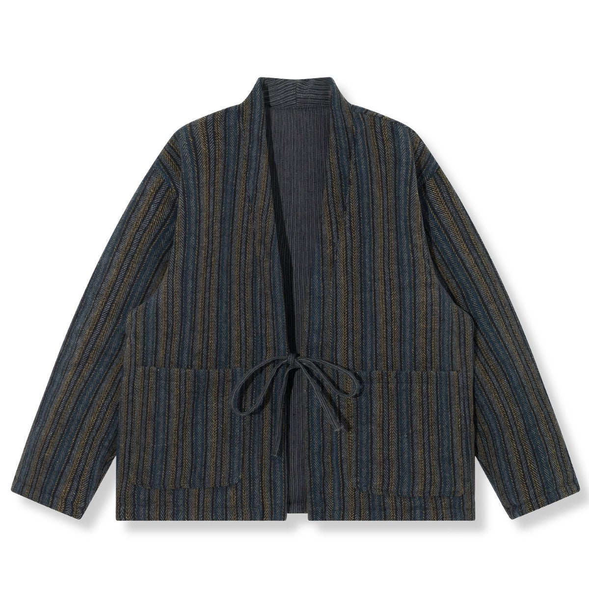 Japanese Reversible Kimono Coat - Striped Design Both Sides Wearable