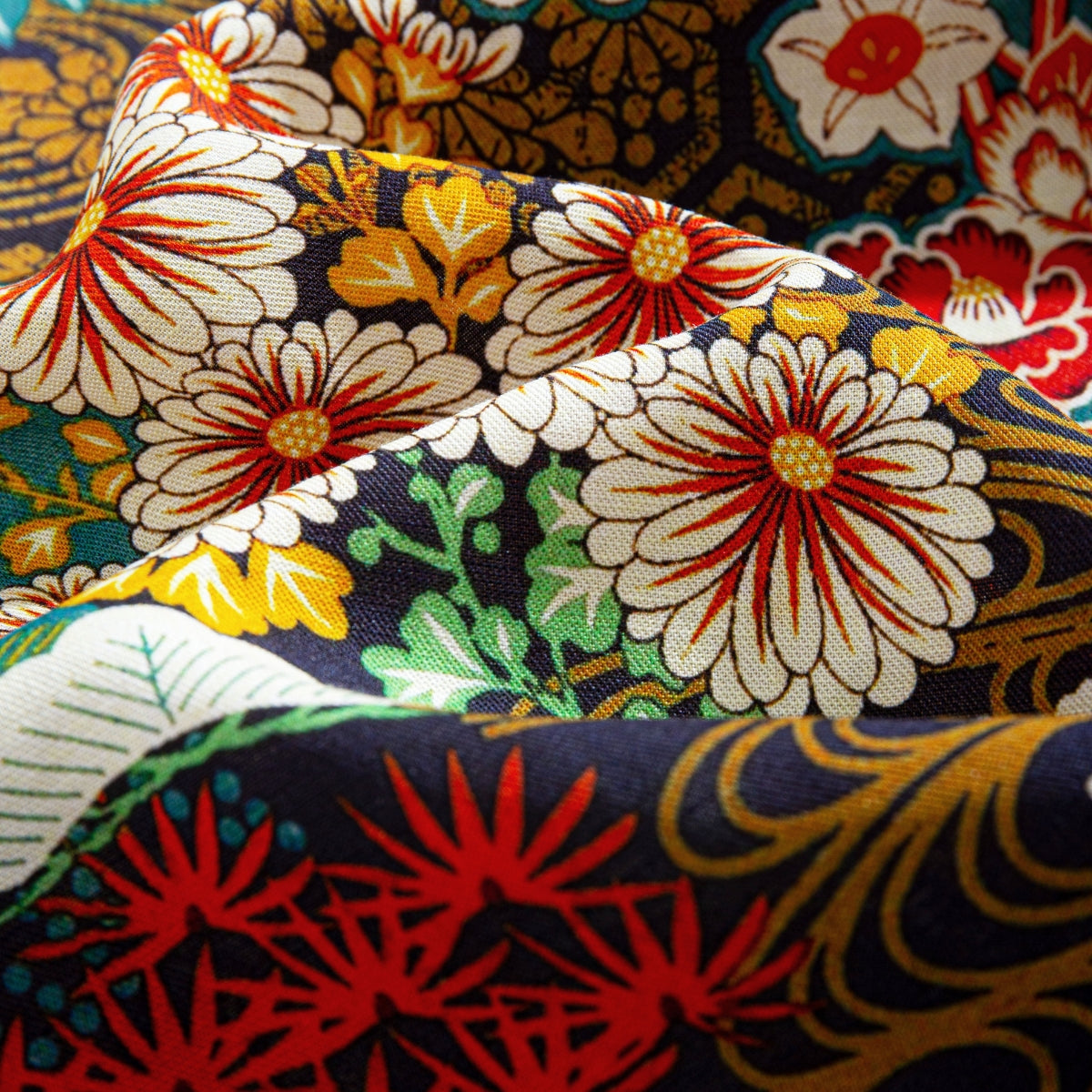 Japanese garden aloha shirt back view with ukiyoe art