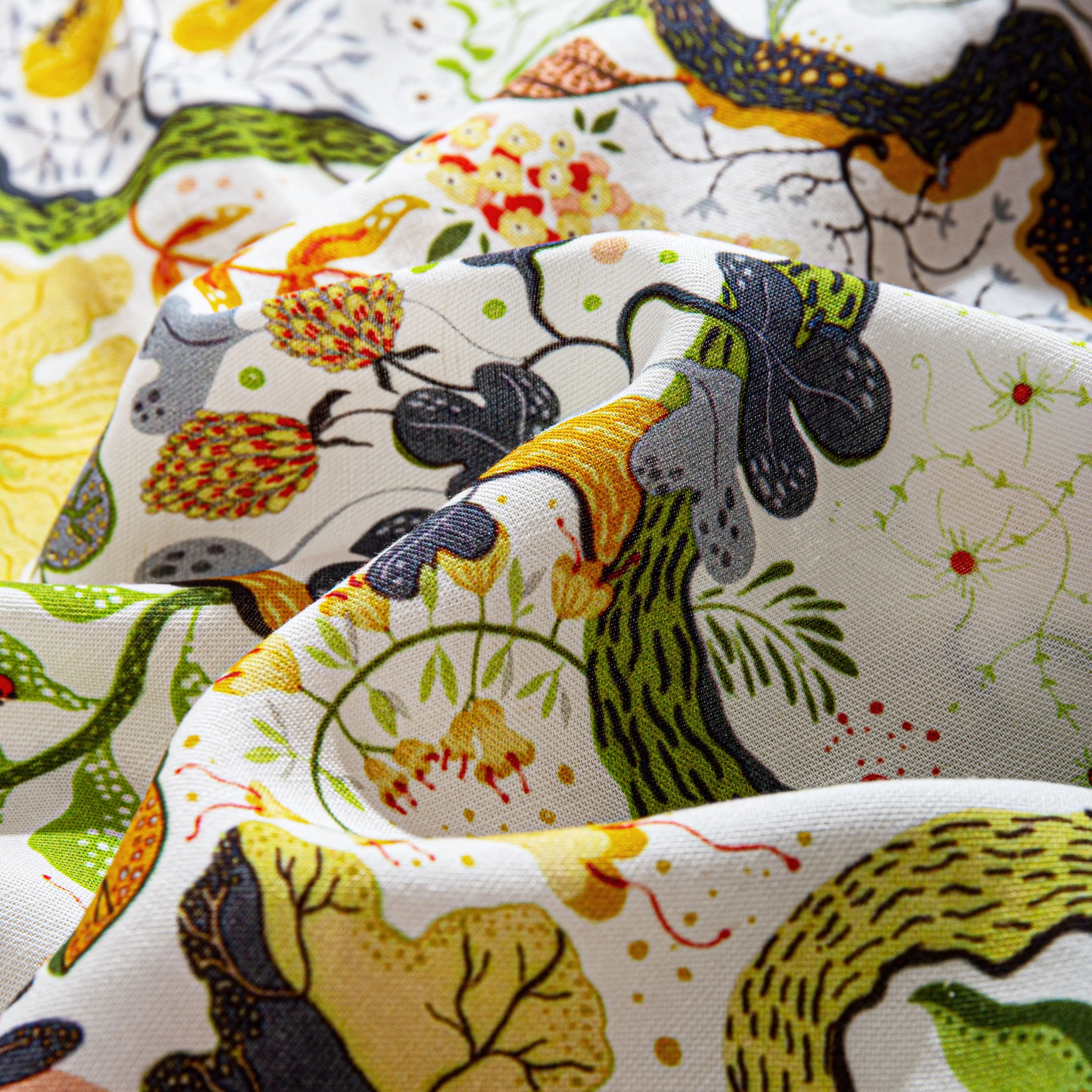 Lyocell linen fabric texture on Germination botanical shirt - 70% Tencel 30% linen blend