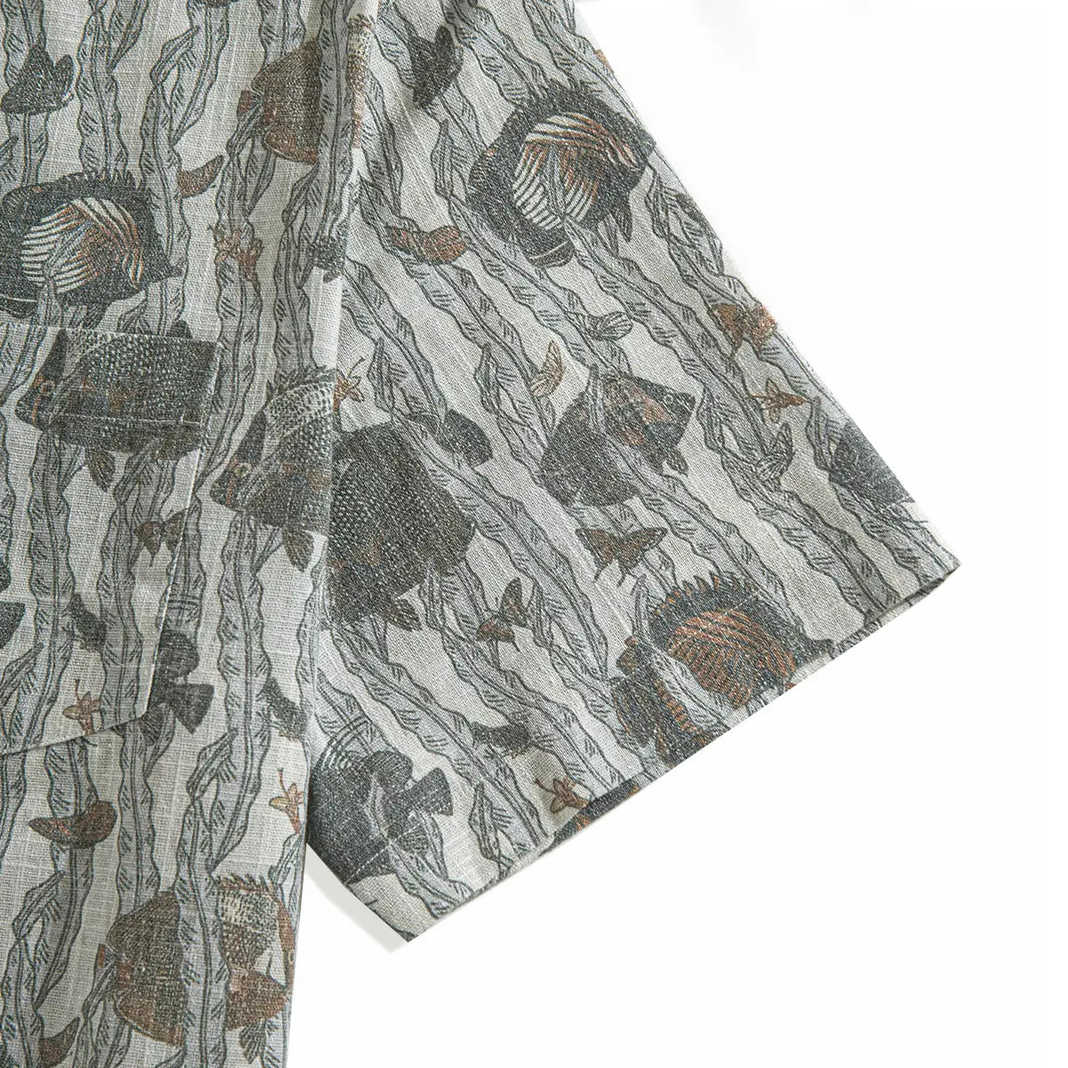 Marine Life aloha shirt collar and button detail - premium craftsmanship