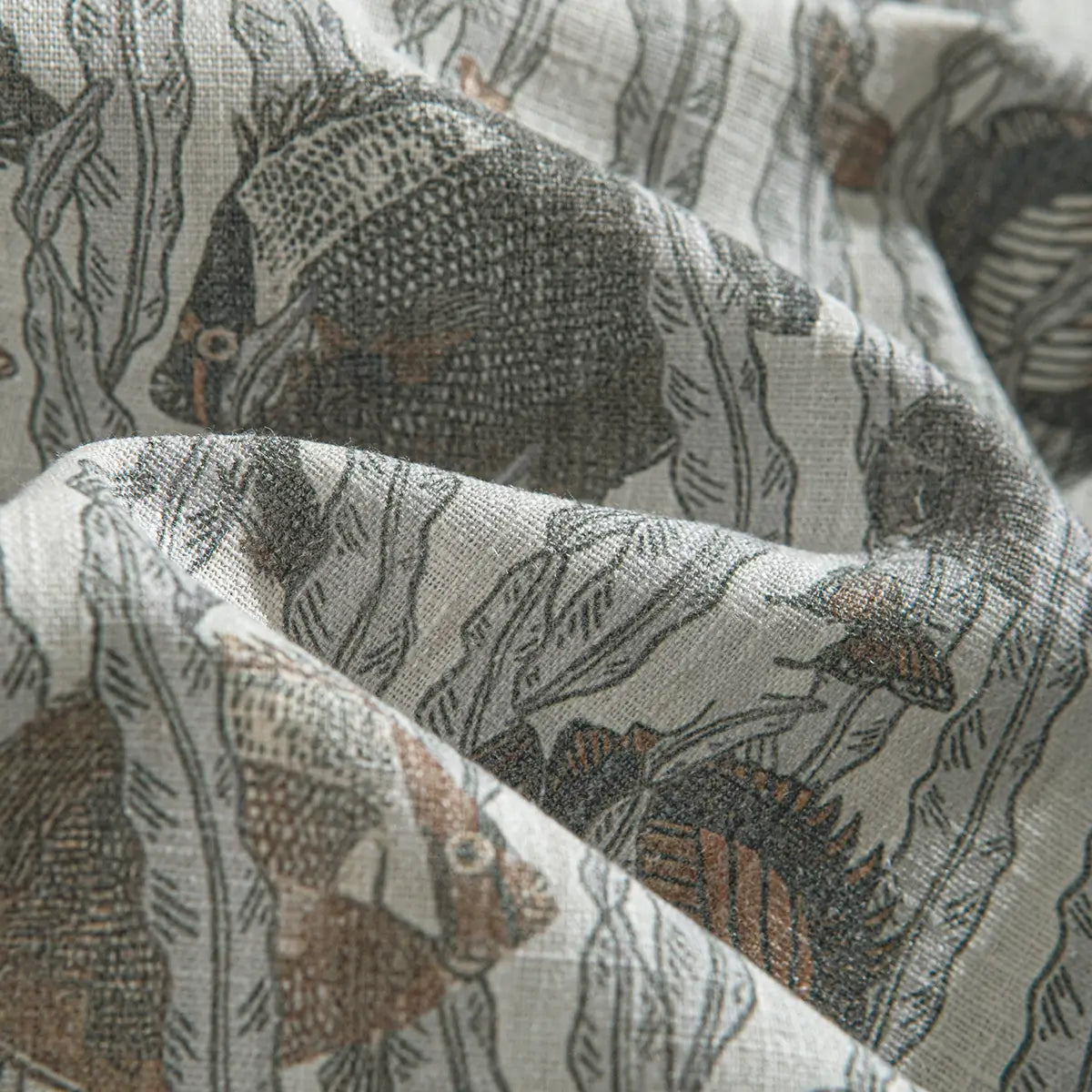 Marine Life shirt close-up showing premium cotton texture and print quality