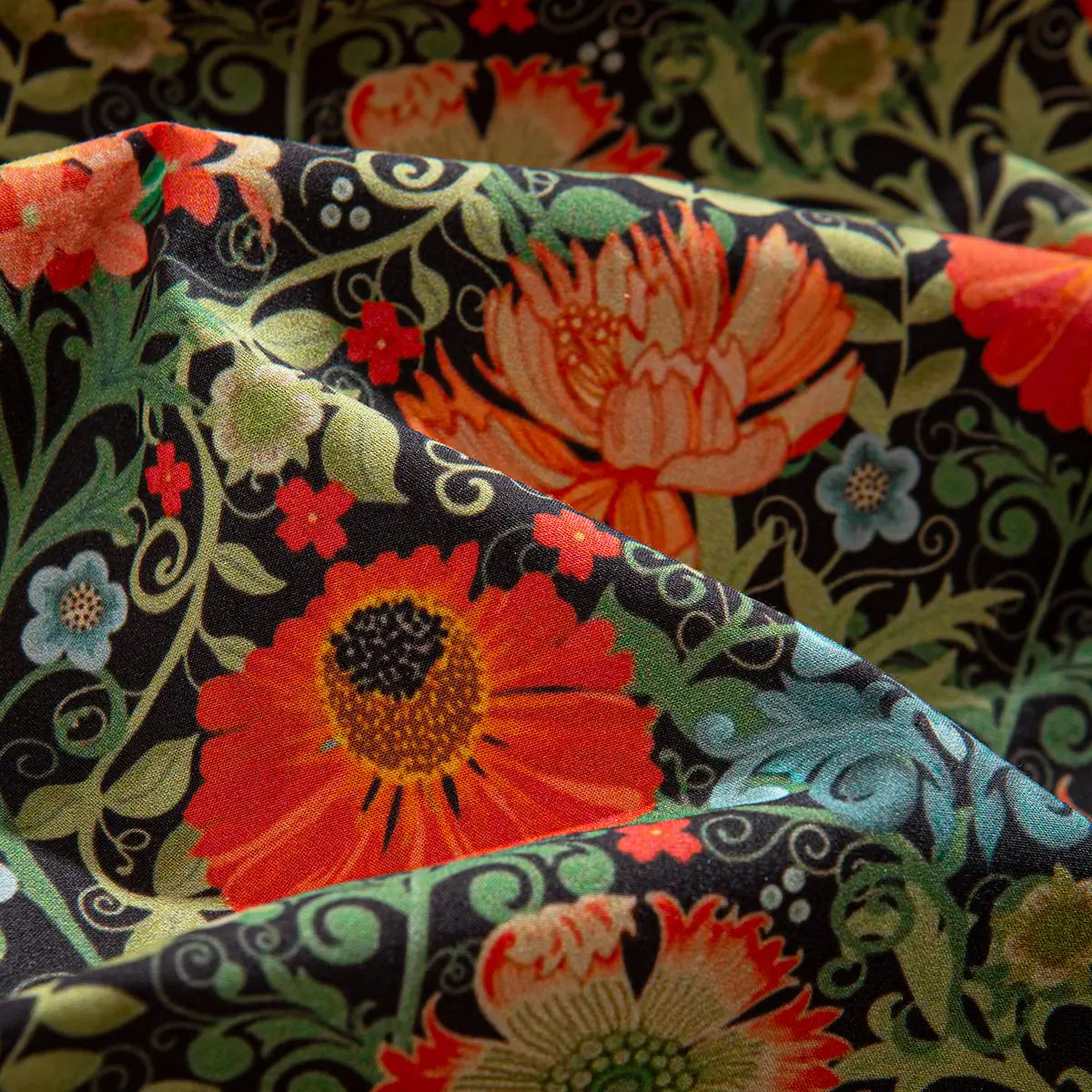 Mojito botanical print close-up - intricate floral arabesque pattern Tencel cotton