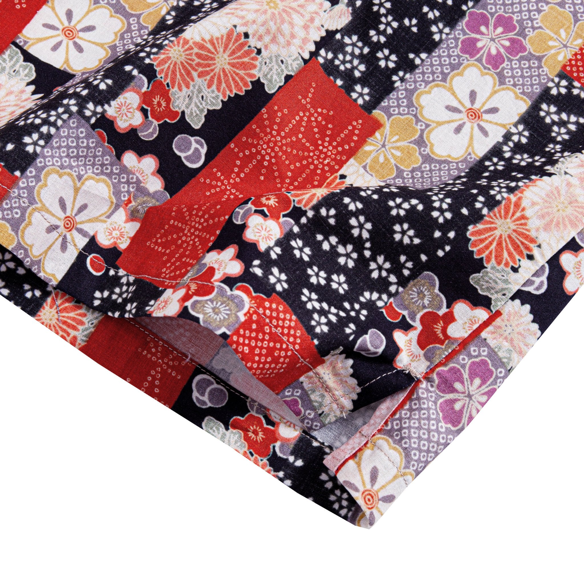 Natural coconut buttons and double needle stitching detail on Japanese aloha shirt