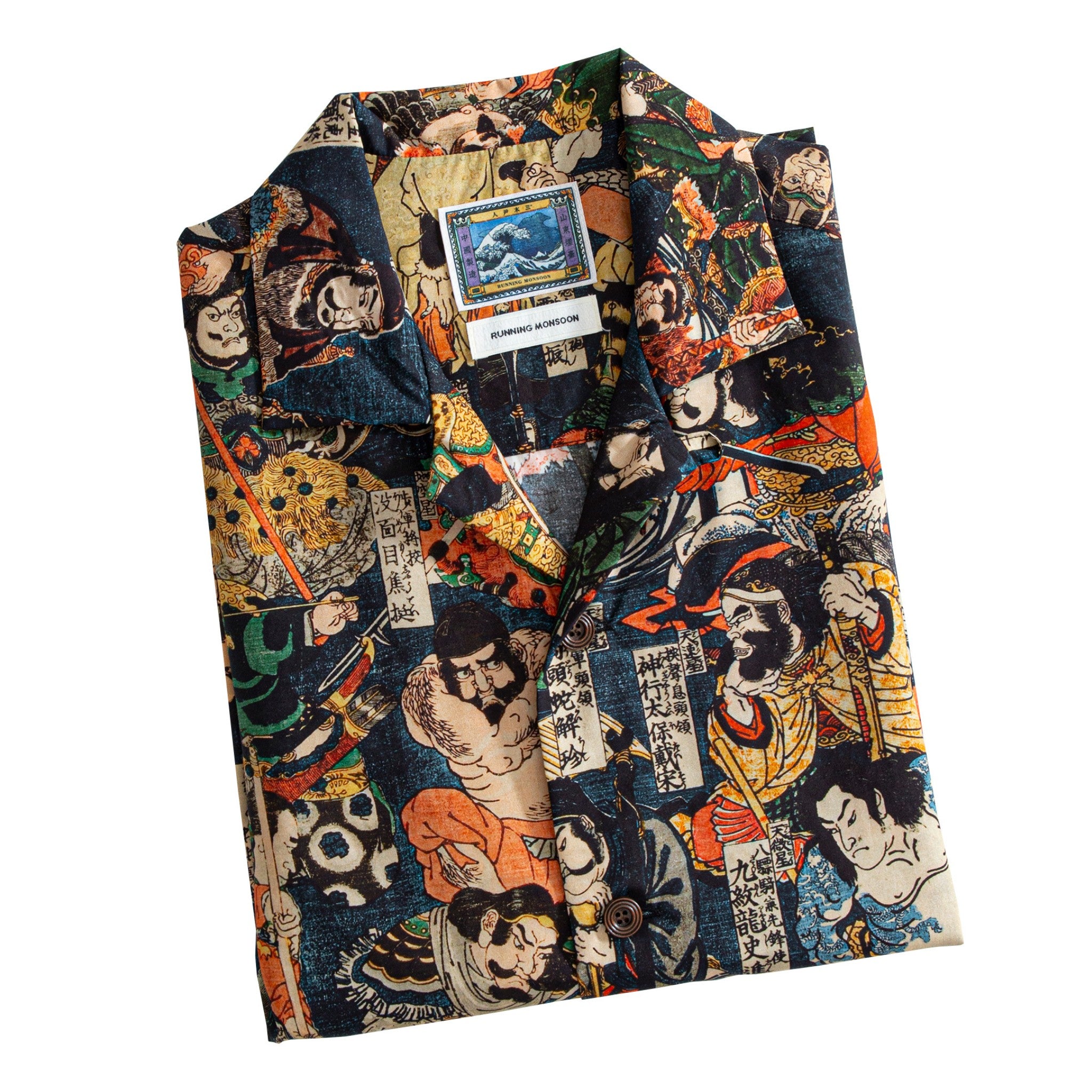 OROMEN 108 Heroes Lyocell Shirt Lifestyle Shot - Japanese Ukiyo-e Print