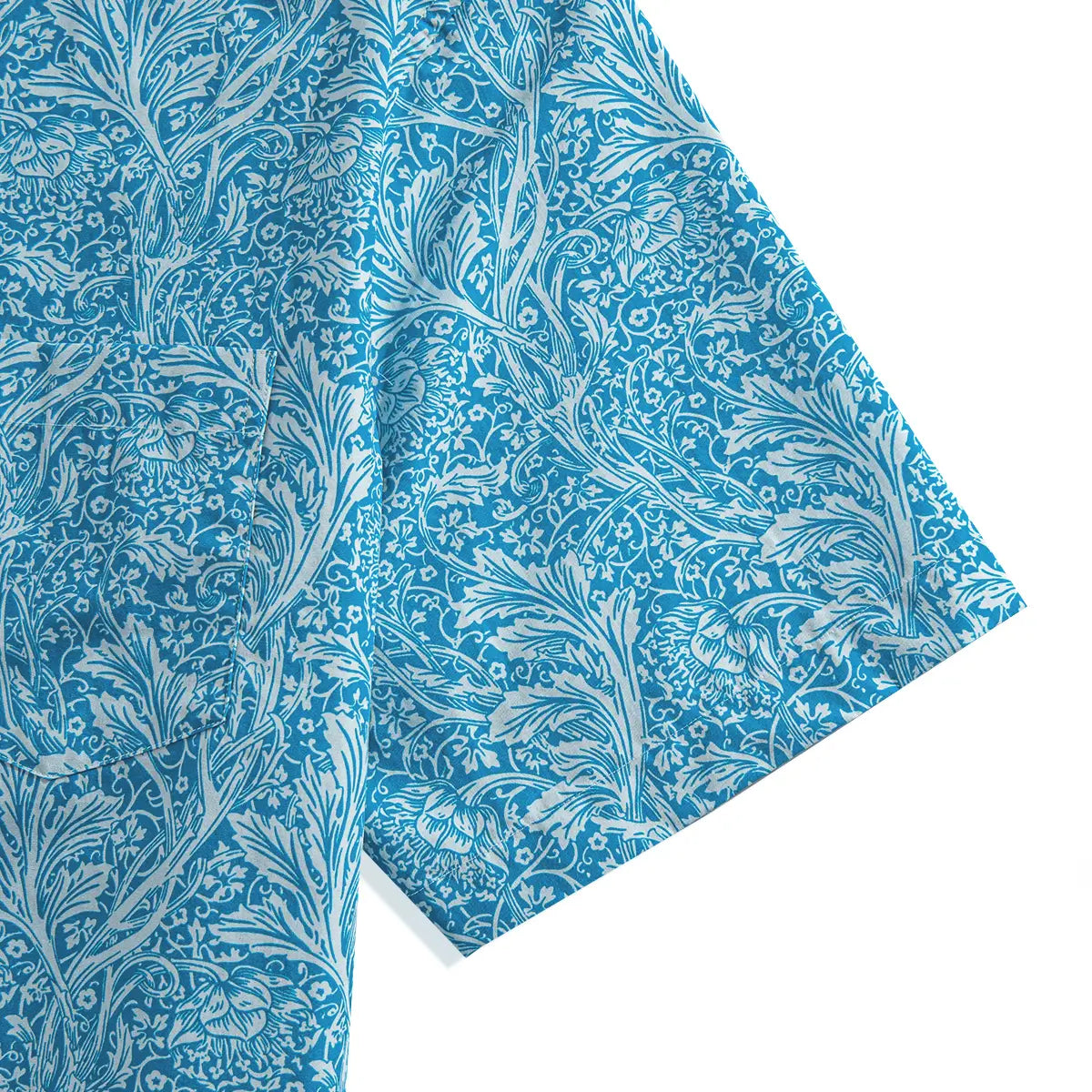 OROMEN Acanthus Leaves Aloha Shirt in Blue – Short Sleeves