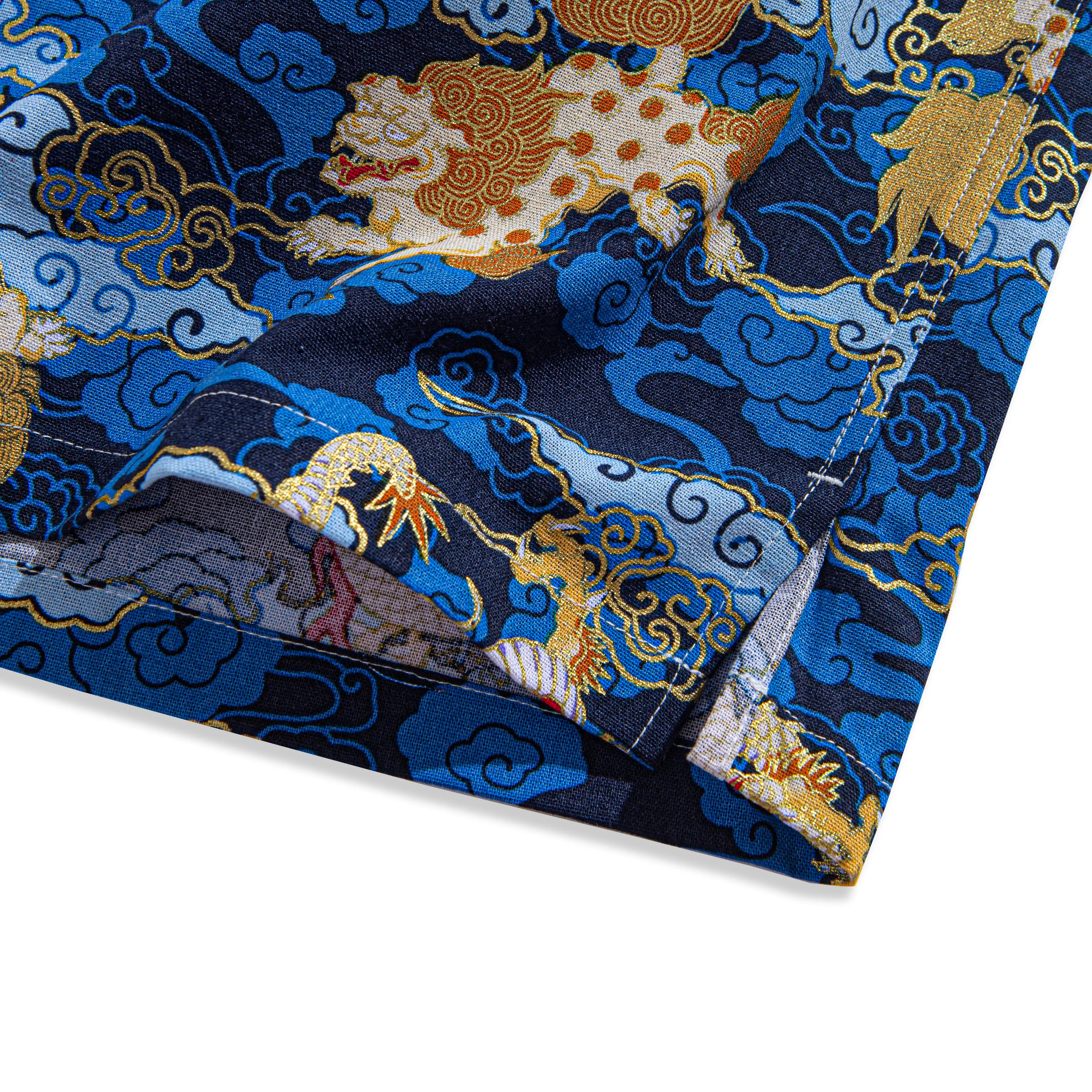 OROMEN Auspicious Clouds and Dragons Shirt – Side Vent Detail