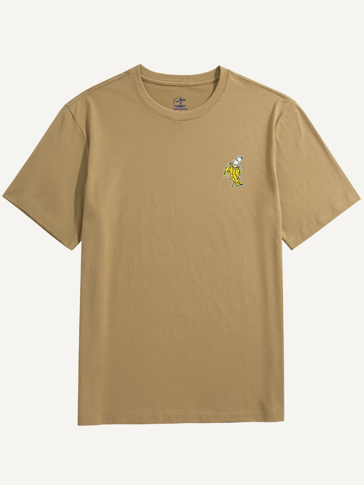OROMEN Banana Embroidery Tee in khaki