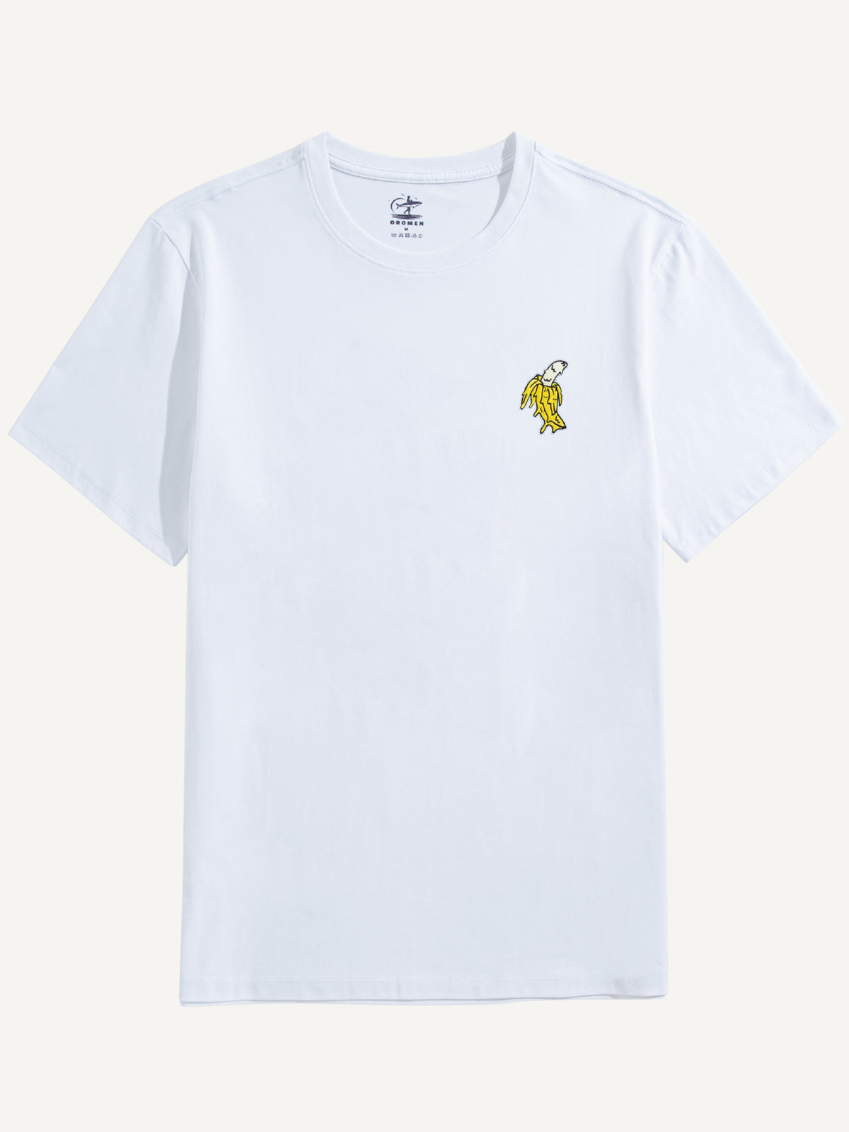 OROMEN Banana Embroidery Tee in white