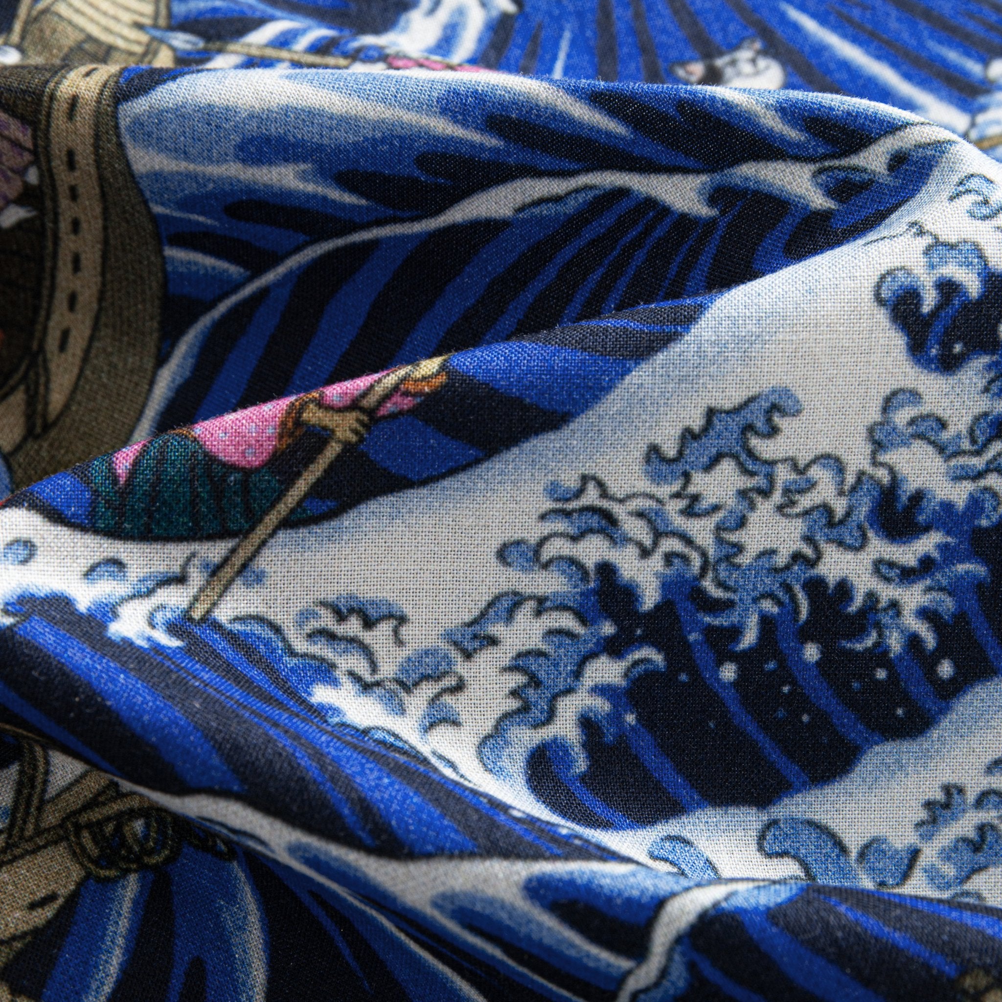 OROMEN Cat Yokai Hokusai Wave Print Shirt – Lifestyle Shot