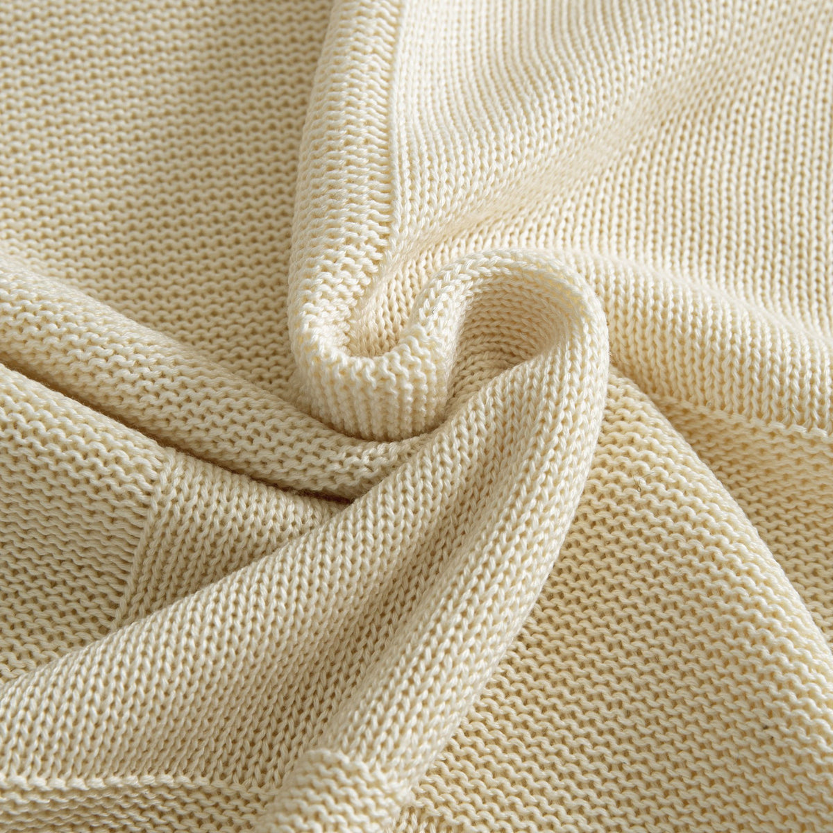 OROMEN Checkerboard Textured Sweater cream checkerboard fabric texture close-up