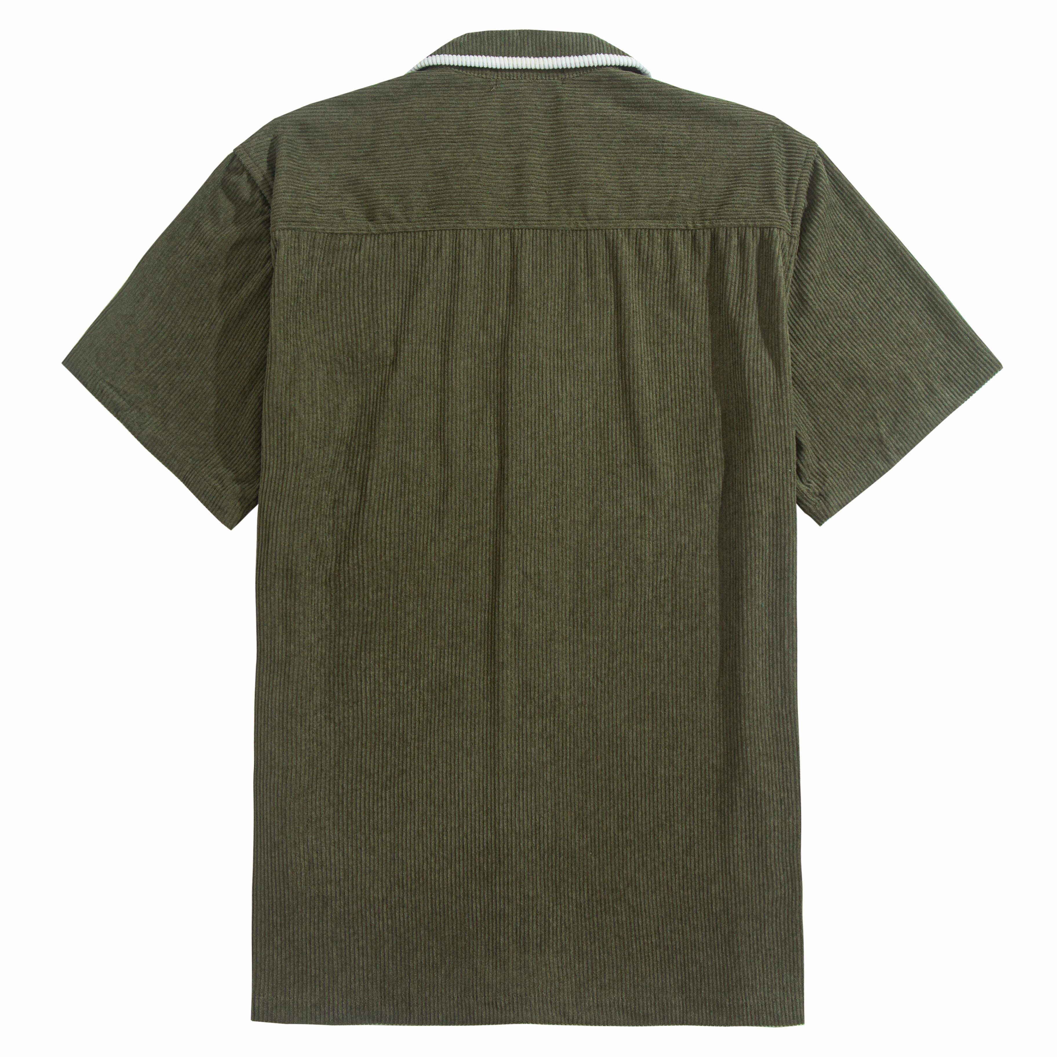 OROMEN Corduroy Contrast-Trim Shirt – Back Flat Lay
