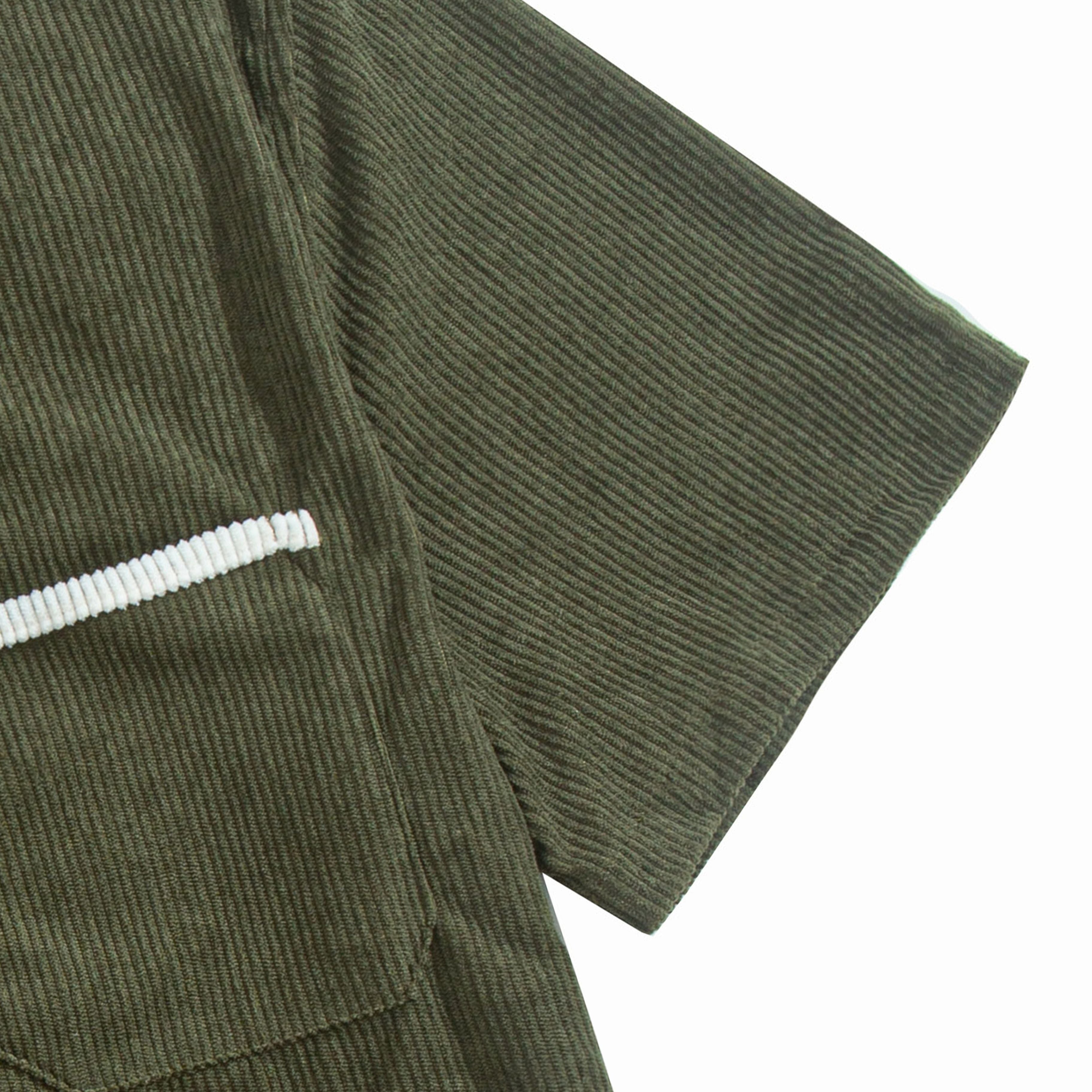 OROMEN Corduroy Shirt Sleeve & Contrast Trim Cuff Detail