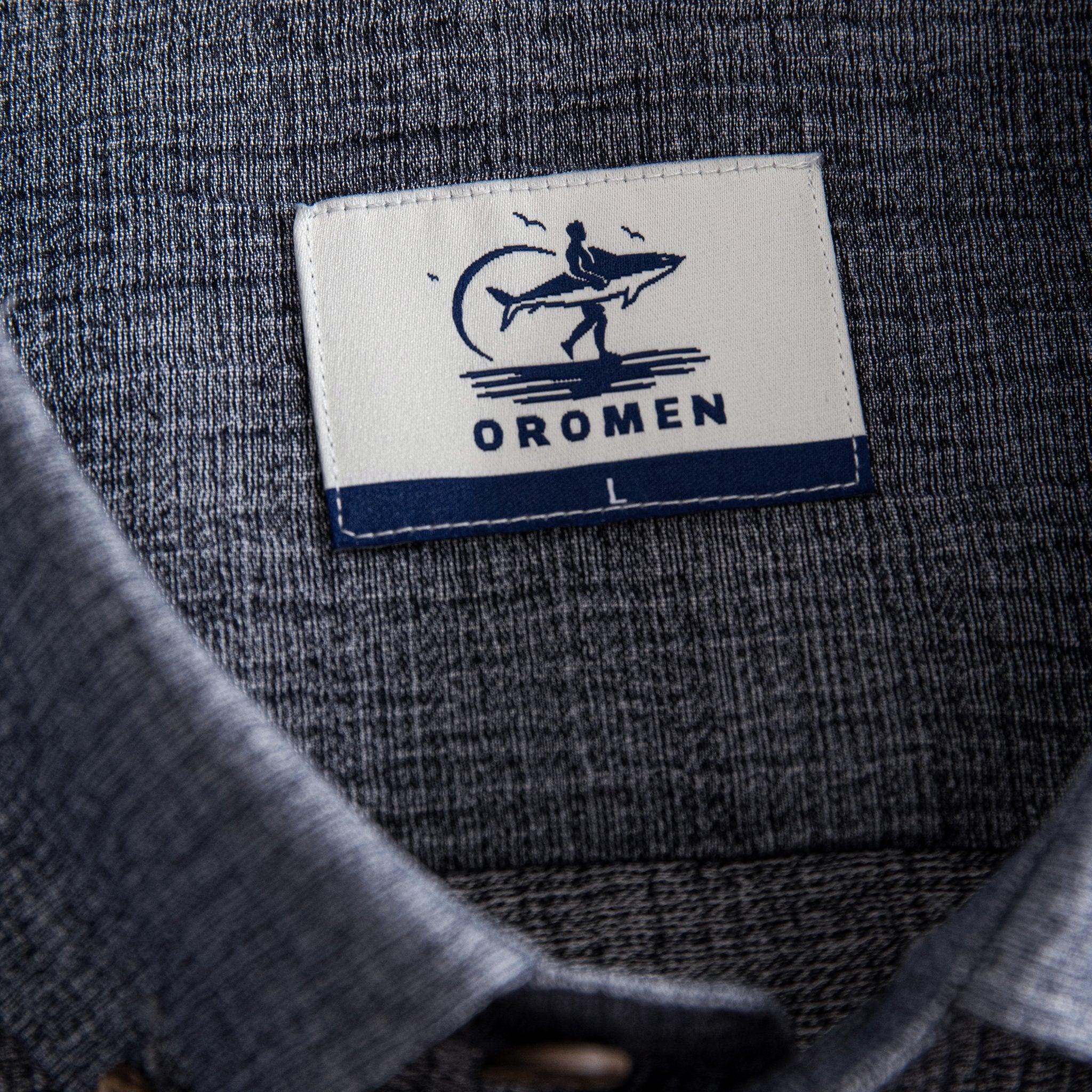 OROMEN Crinkle Shirt in Melange Navy – Brand Label