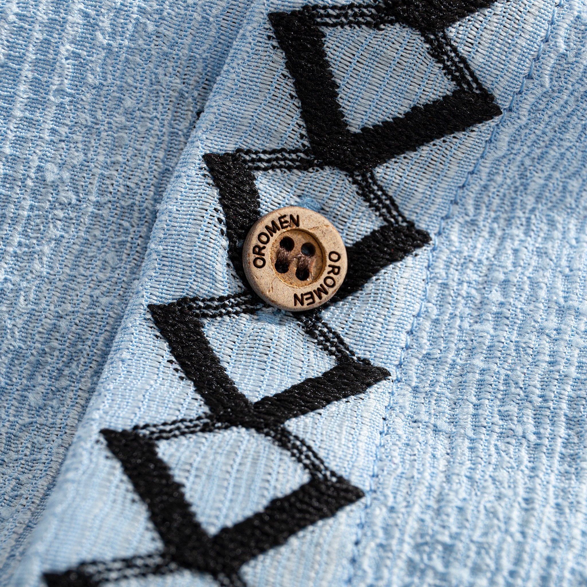OROMEN Diamond Stripe Jacquard Shirt – Coconut Buttons
