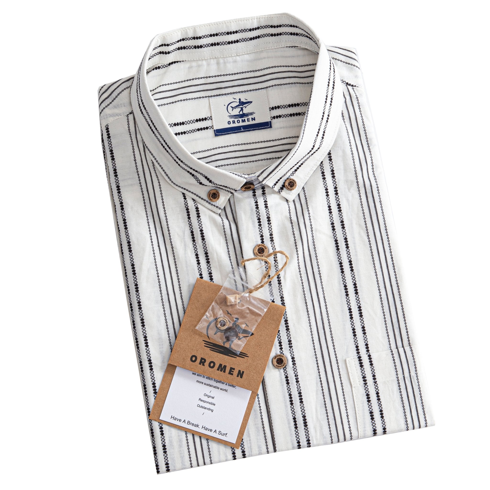 OROMEN Dotted Line Embroidered Shirt – Flat Lay Product Shot