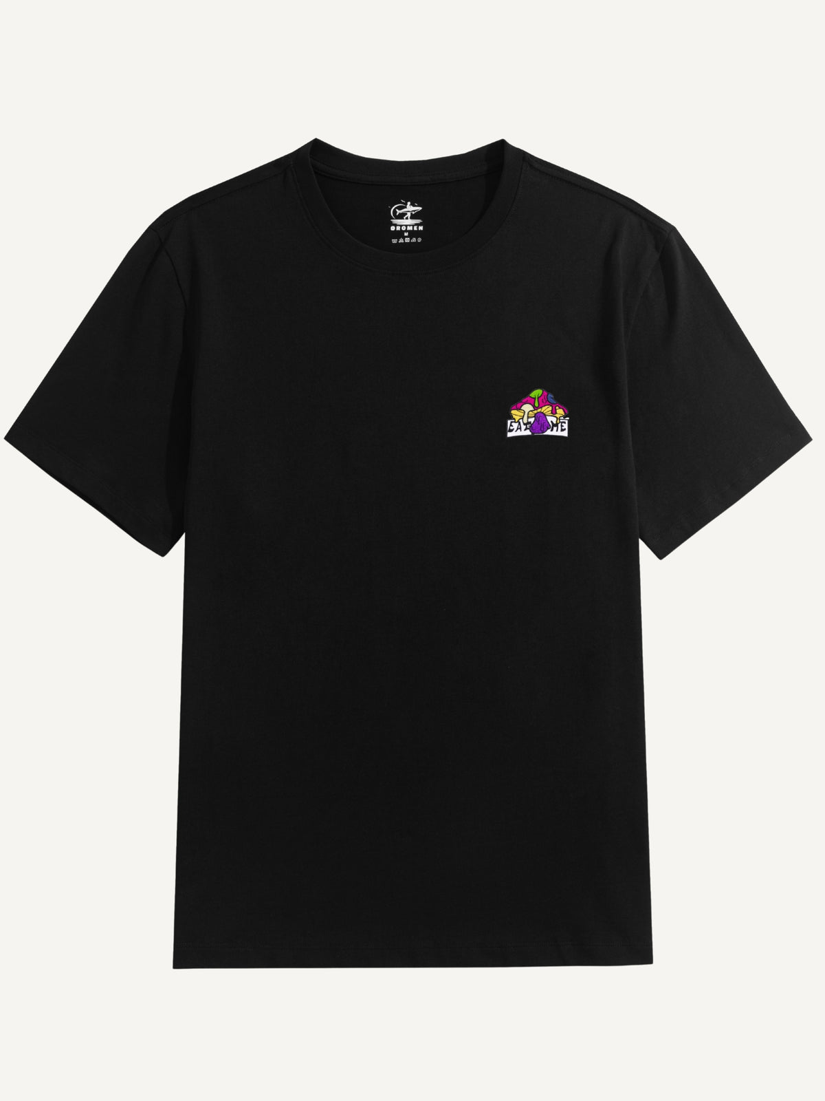 OROMEN Eat Me Mushroom Embroidery T-shirt in black
