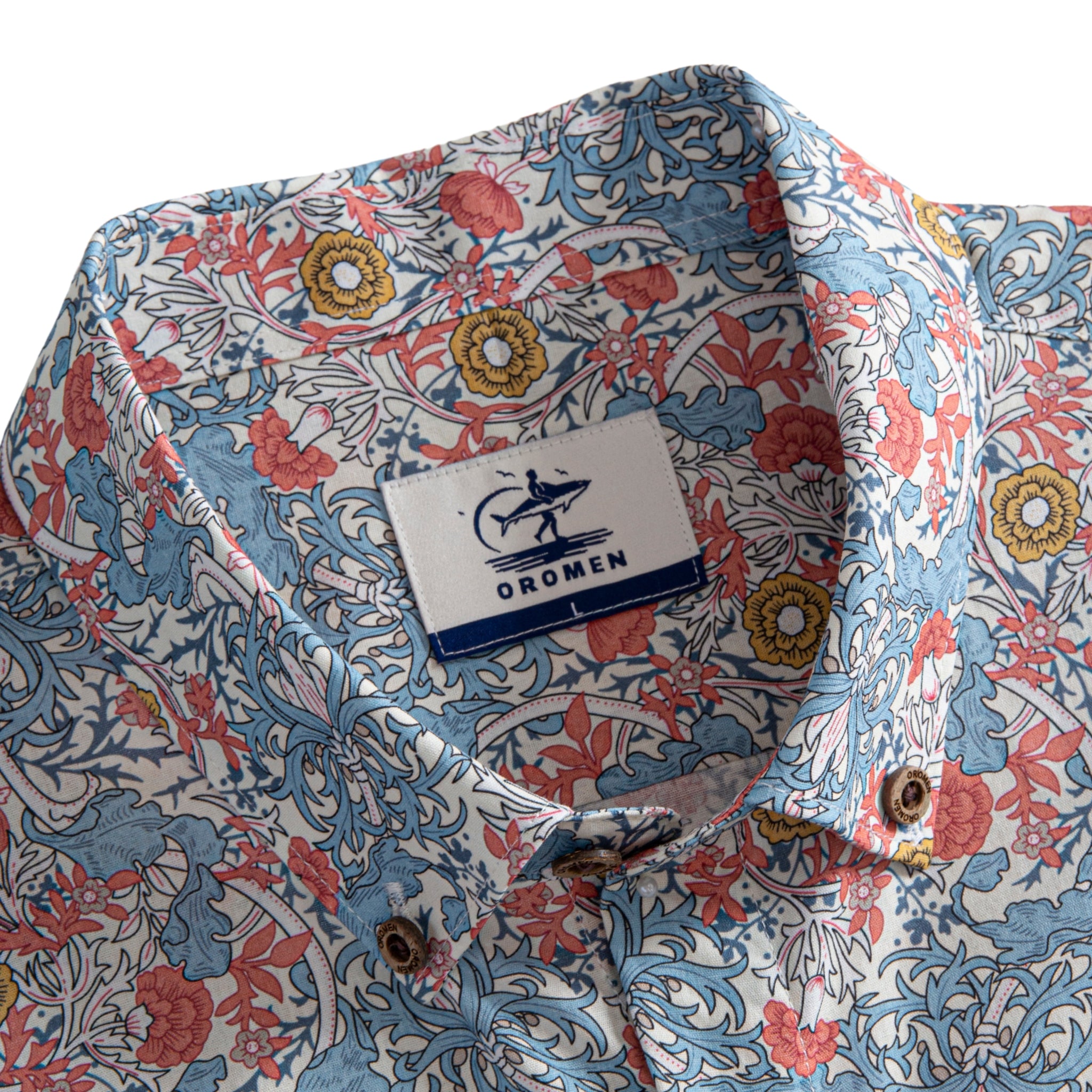 OROMEN Floral Garden Hawaiian Shirt - Button Down Collar