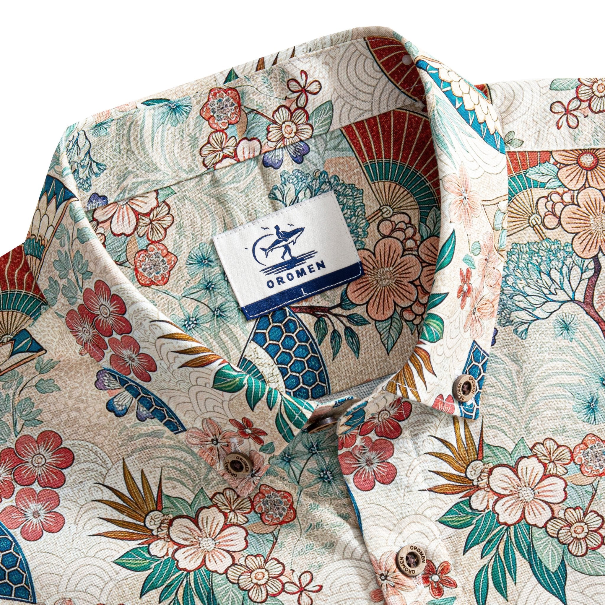 OROMEN Flower Umbrella – Japanese Floral Pattern Detail