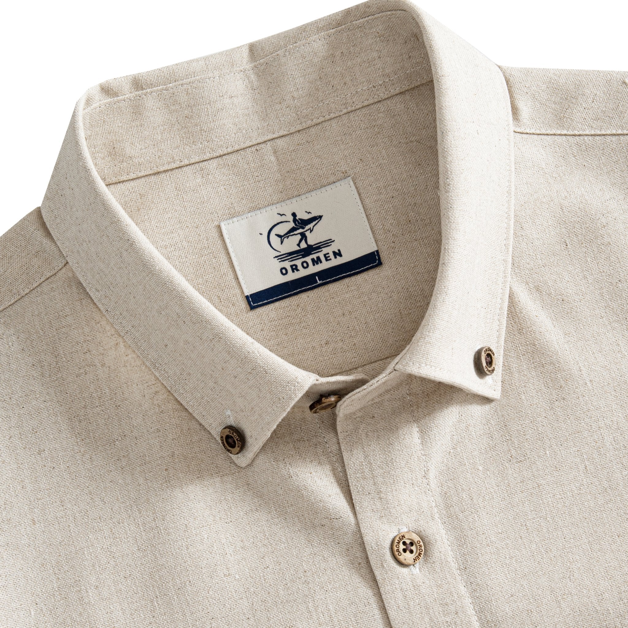 OROMEN Freshwater Everyday Shirt in Oatmeal – Button-down Collar