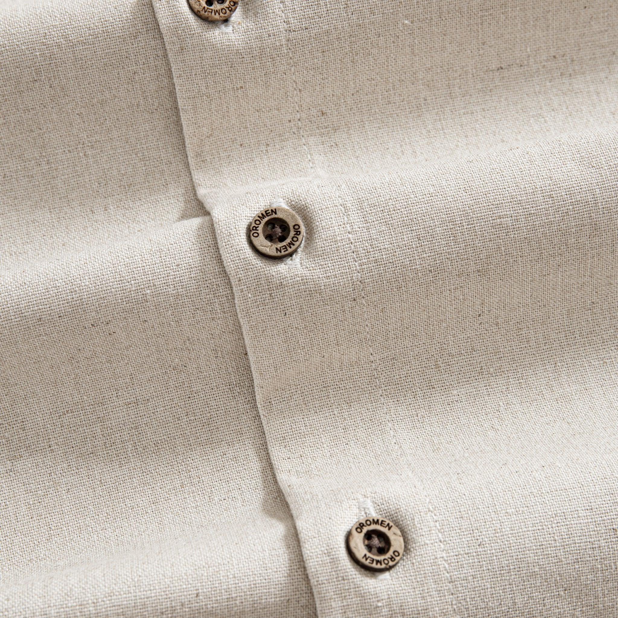 OROMEN Freshwater Everyday Shirt in Oatmeal – Natural Coconut Buttons