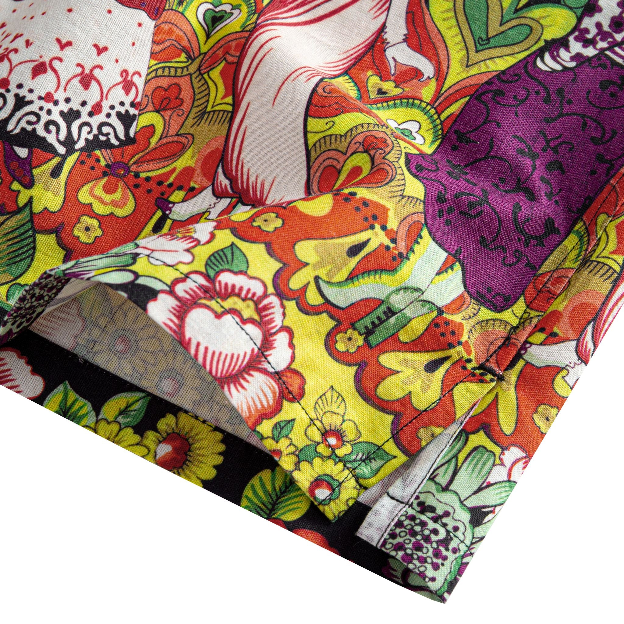 OROMEN Frida & Flowers Shirt – Side vent detail, relaxed fit
