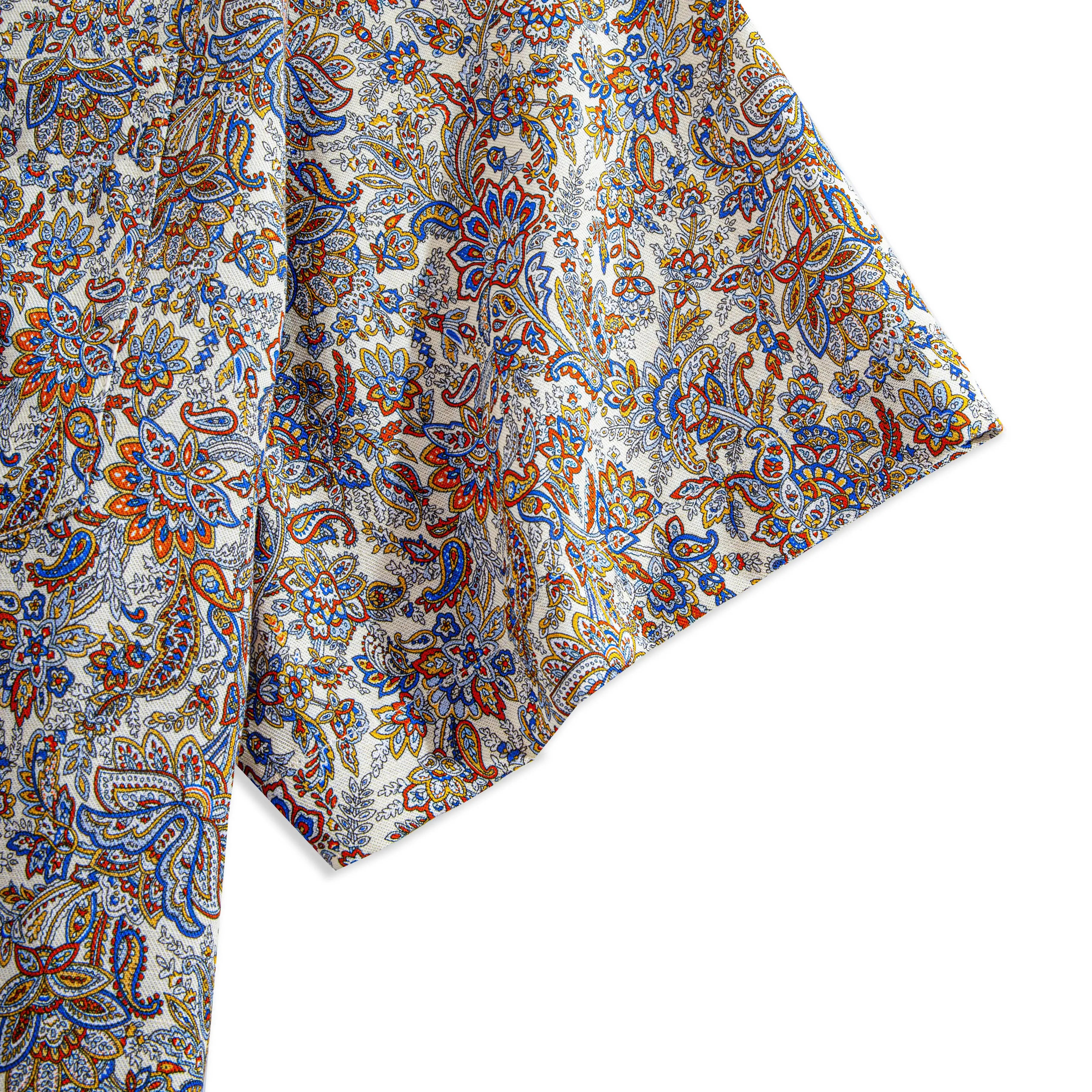 OROMEN Golden Age Hawaiian Shirt – Baroque Paisley Print on Cuffs