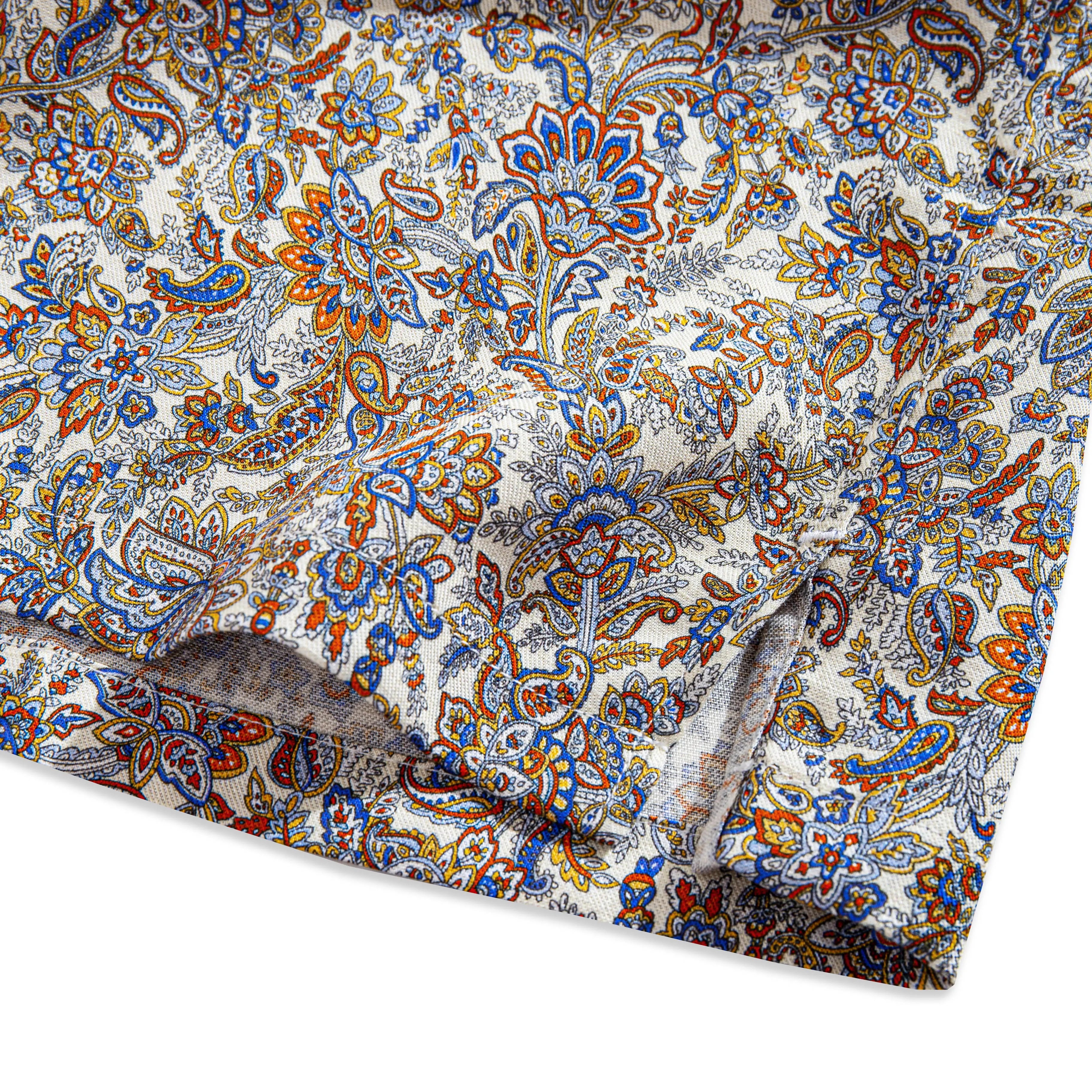 OROMEN Golden Era Hawaiian Shirt — side vent and hem detail with Baroque paisley print
