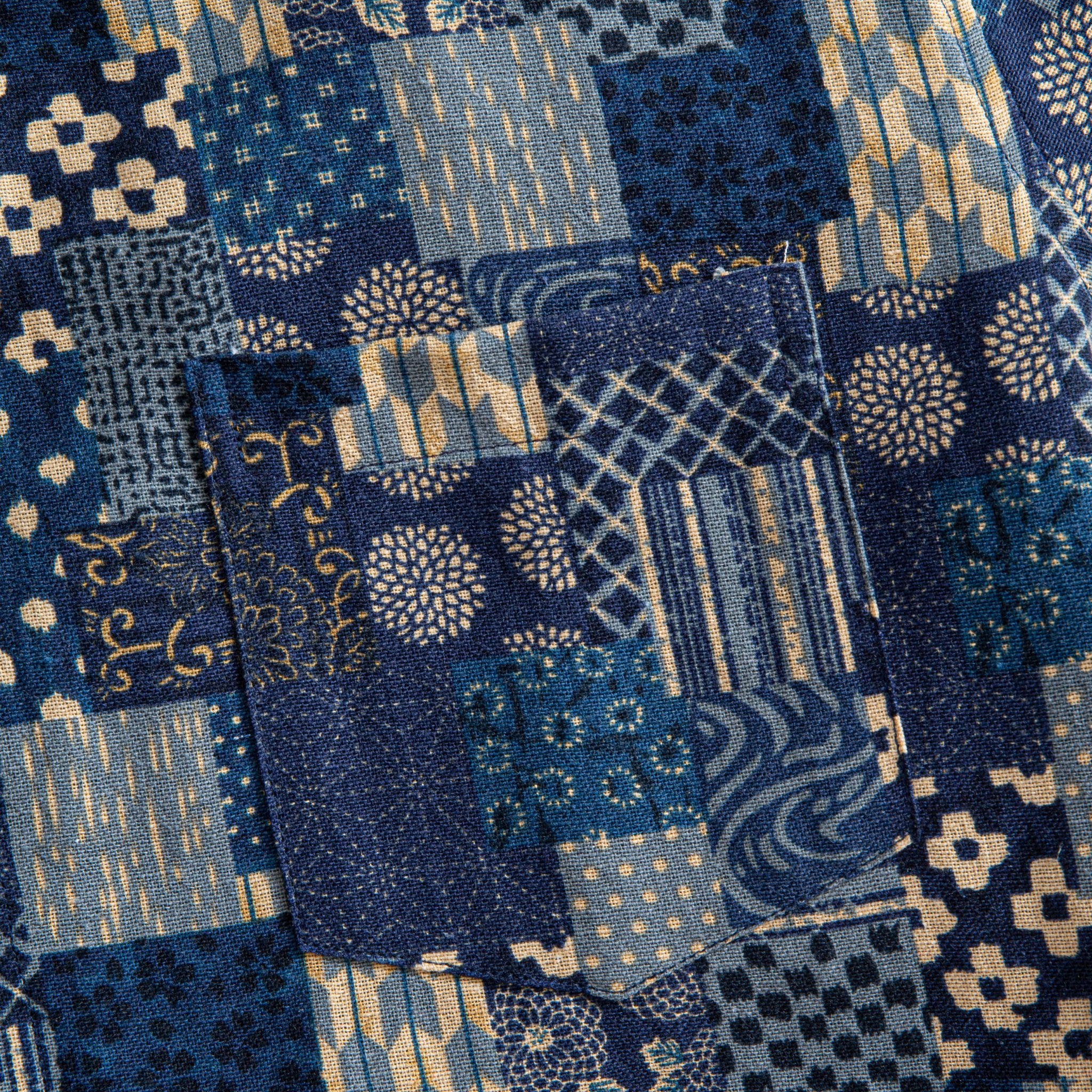 OROMEN Indigo Boro Patchwork Shirt – Single Chest Pocket